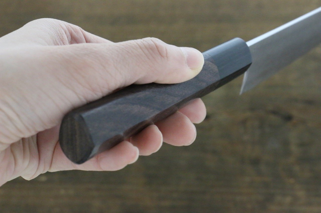 Shungo Ogata White Steel No.2 Damascus Petty-Utility 150mm Shitan Handle - Japanny - Best Japanese Knife