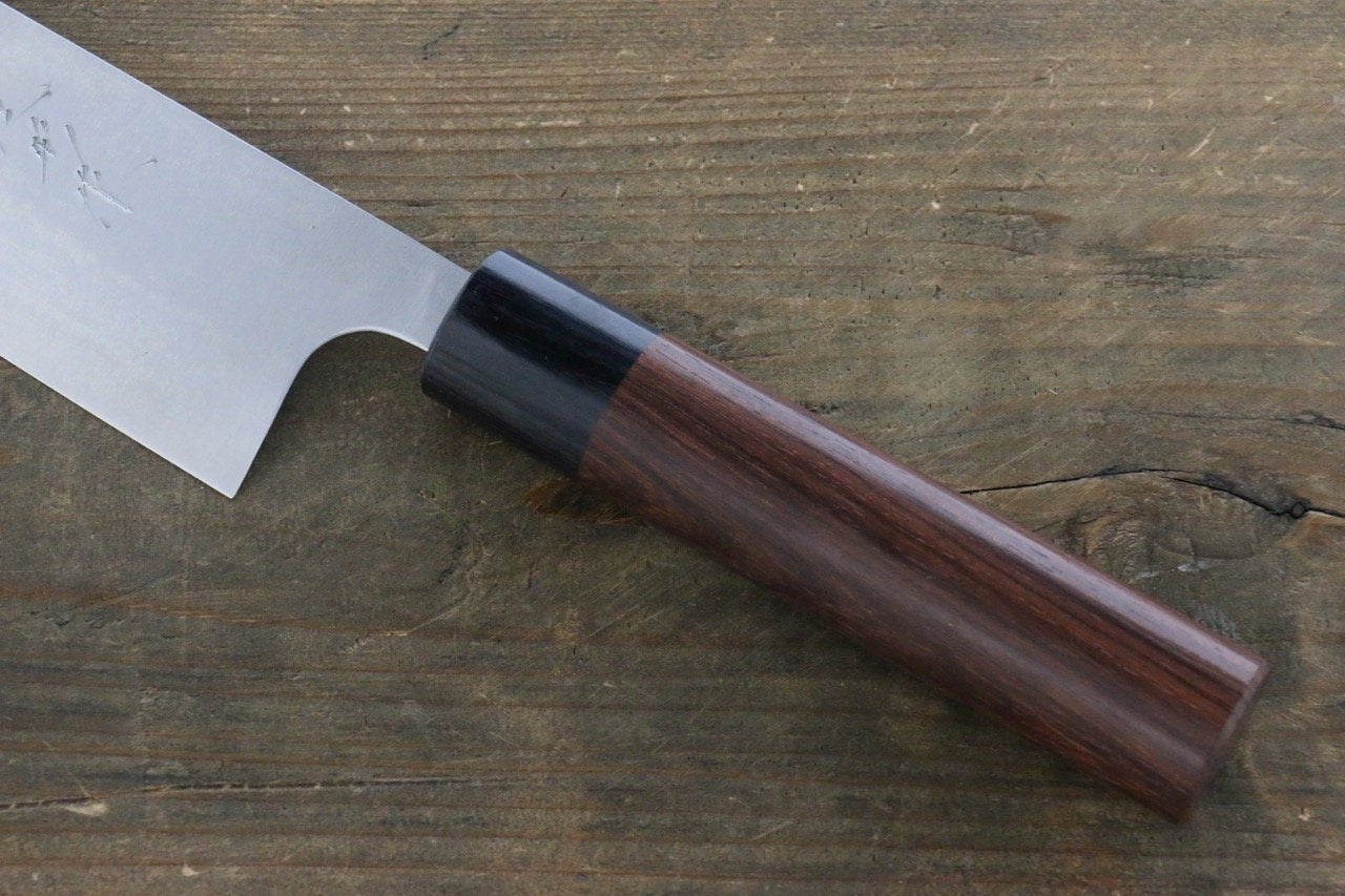 Shungo Ogata White Steel No.2 Damascus Santoku 165mm Shitan Handle - Japanny - Best Japanese Knife