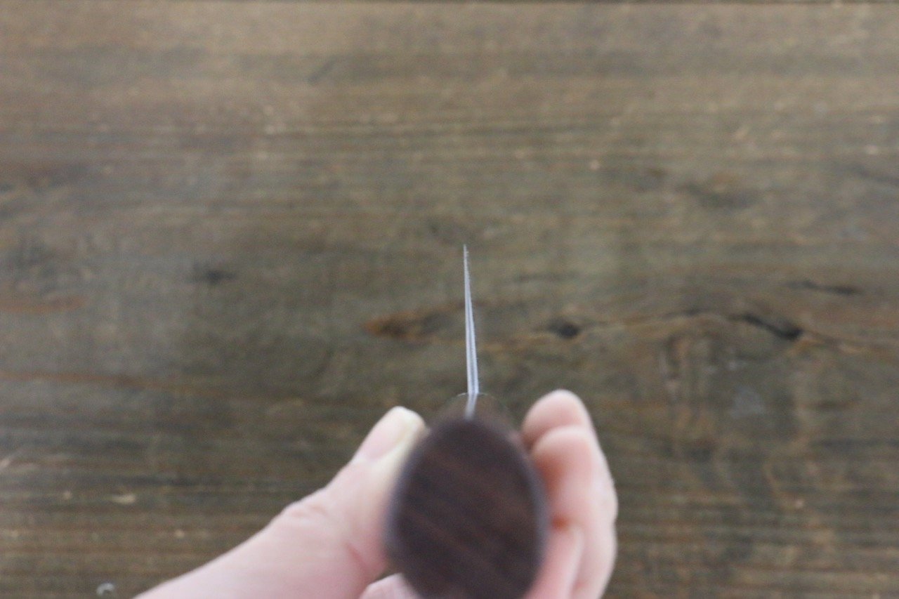 Shungo Ogata White Steel No.2 Damascus Santoku 165mm Shitan Handle - Japanny - Best Japanese Knife