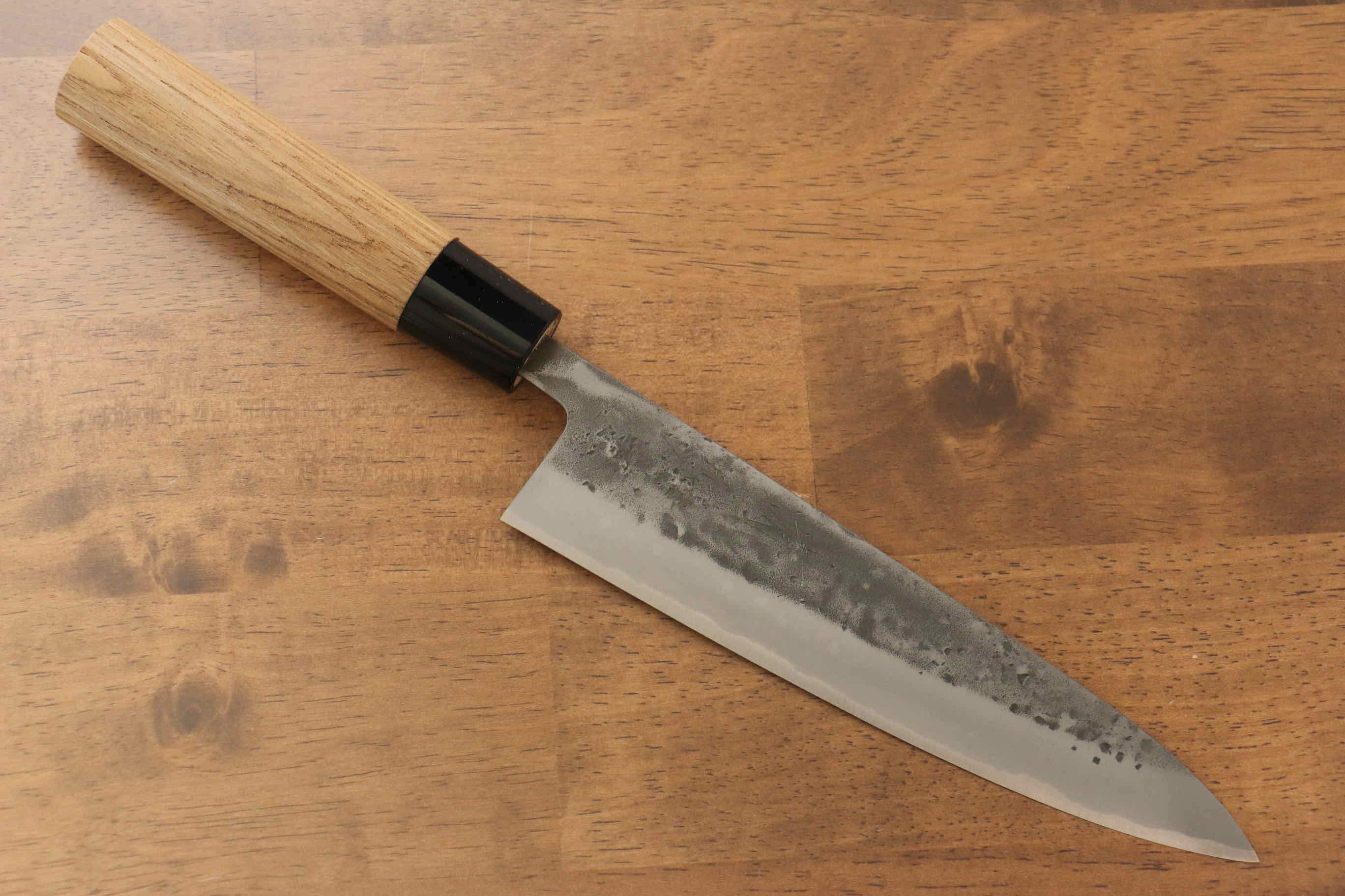 Seisuke Blue Steel No.2 Nashiji Gyuto 180mm Chestnut Handle - Japanny - Best Japanese Knife