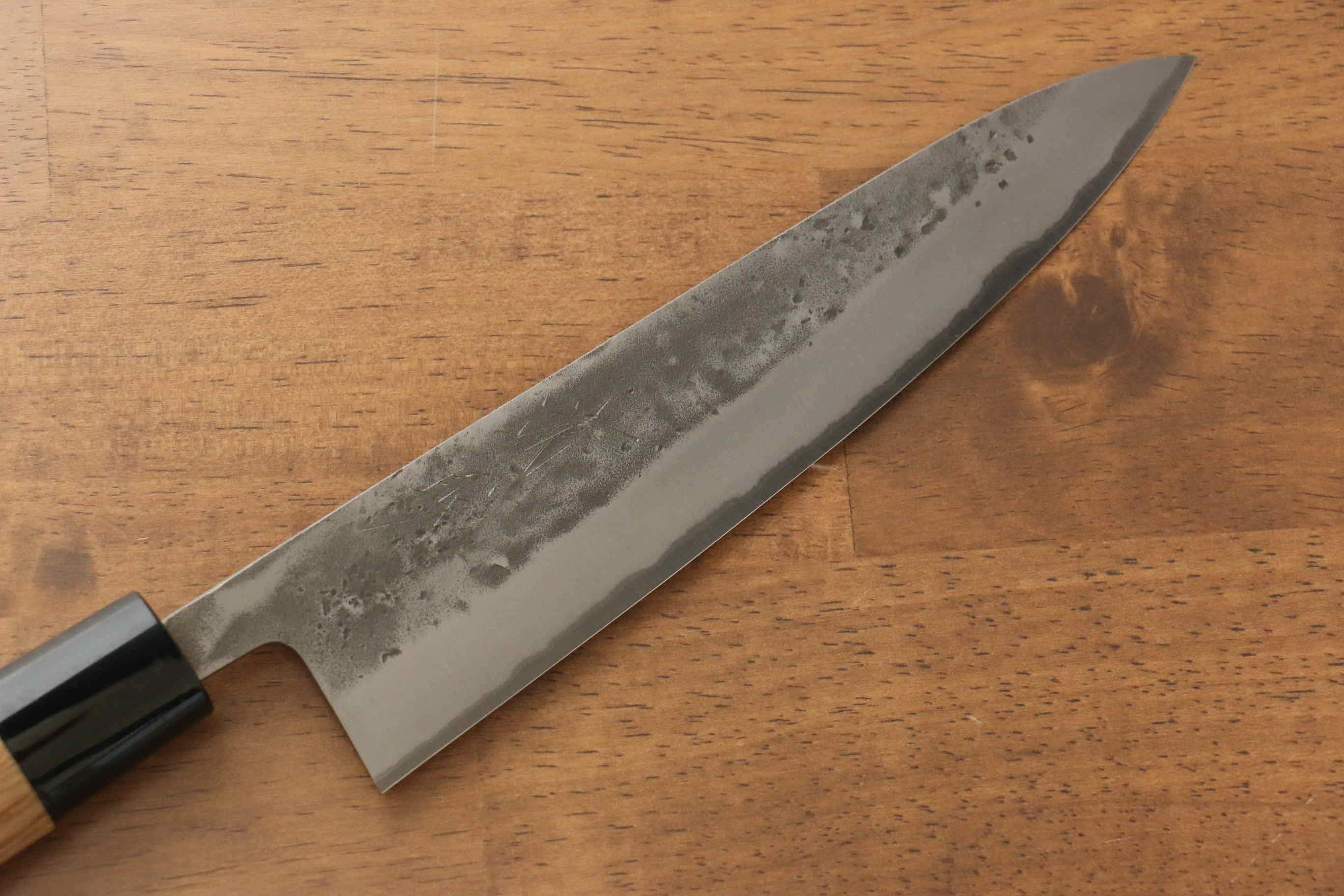 Seisuke Blue Steel No.2 Nashiji Gyuto 180mm Chestnut Handle - Japanny - Best Japanese Knife