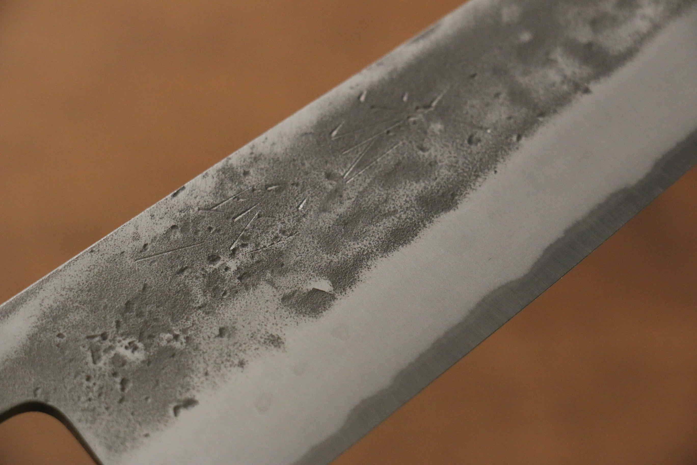 Seisuke Blue Steel No.2 Nashiji Gyuto 180mm Chestnut Handle - Japanny - Best Japanese Knife