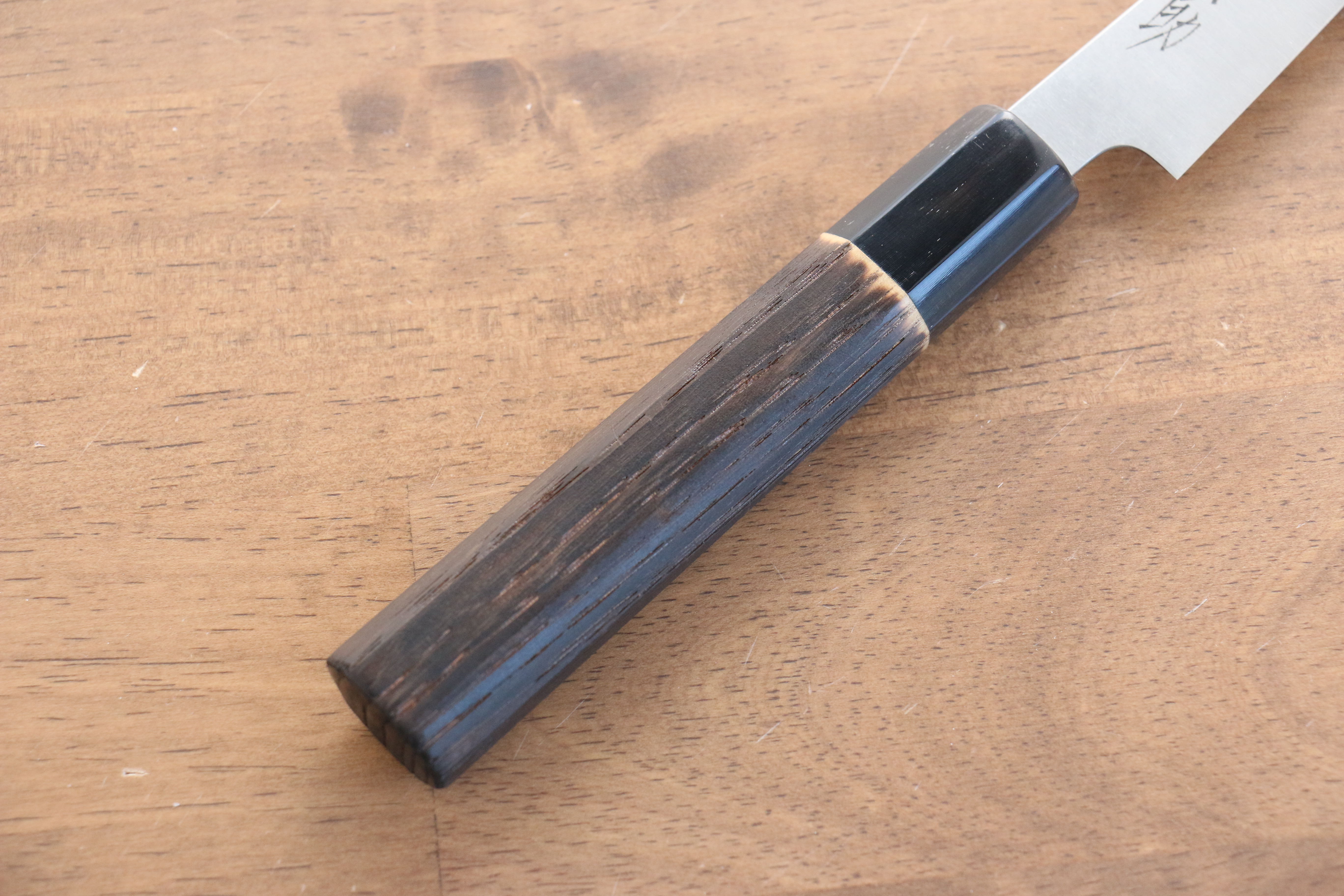 Seisuke Swedish Steel-stn Petty-Utility 120mm Burnt Chestnut Handle - Japanny - Best Japanese Knife