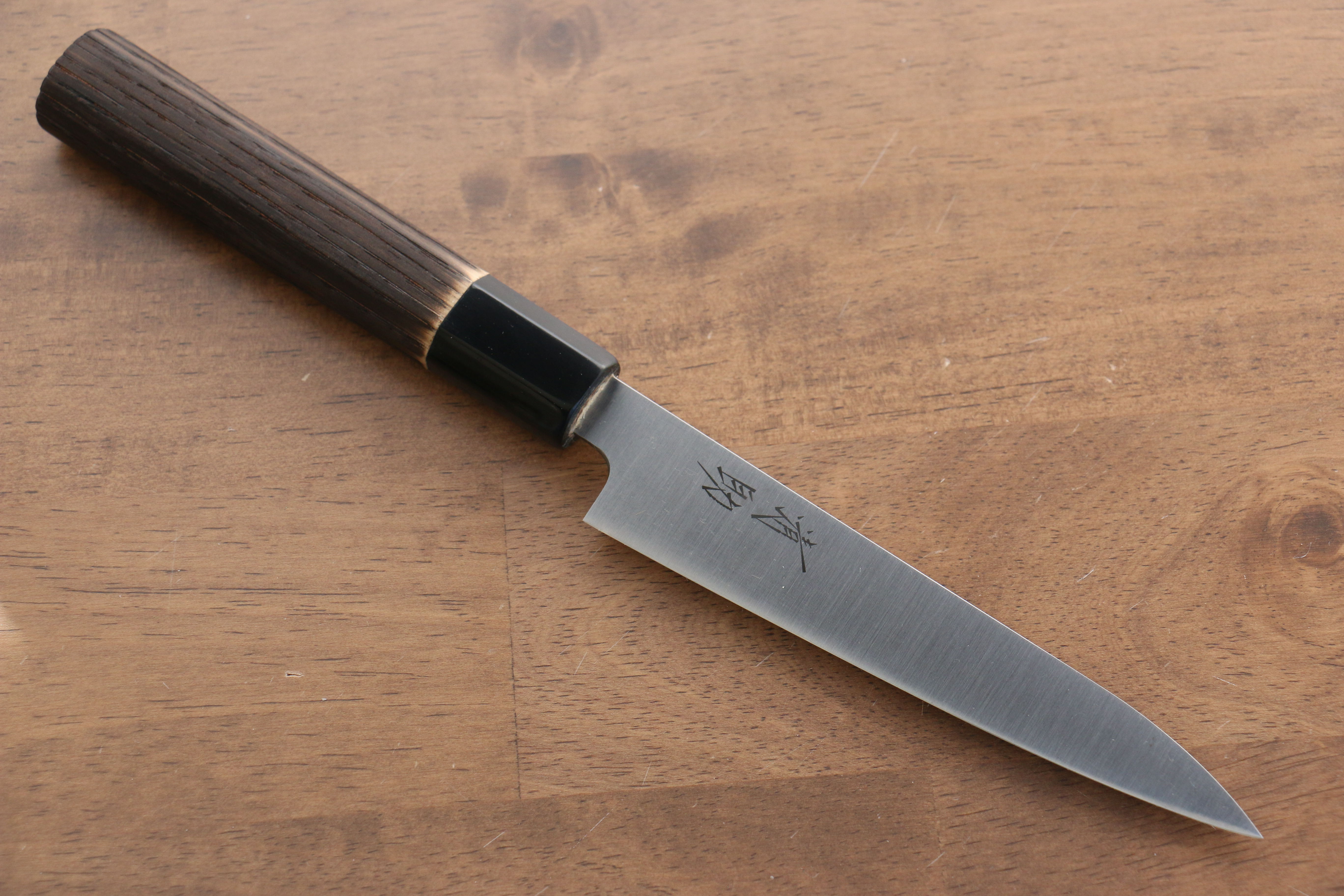 Seisuke Swedish Steel-stn Petty-Utility 150mm Burnt Chestnut Handle - Japanny - Best Japanese Knife