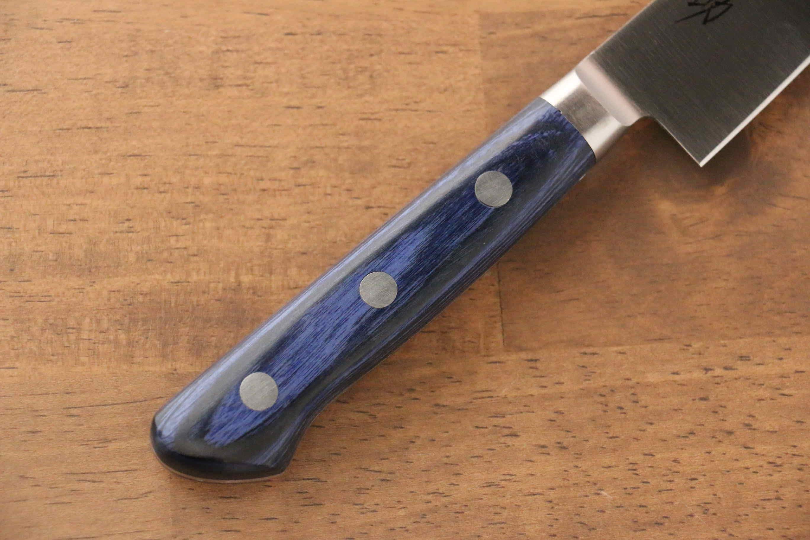 Seisuke Seiten Molybdenum Petty-Utility 150mm Blue Pakka wood Handle with Sheath - Japanny - Best Japanese Knife