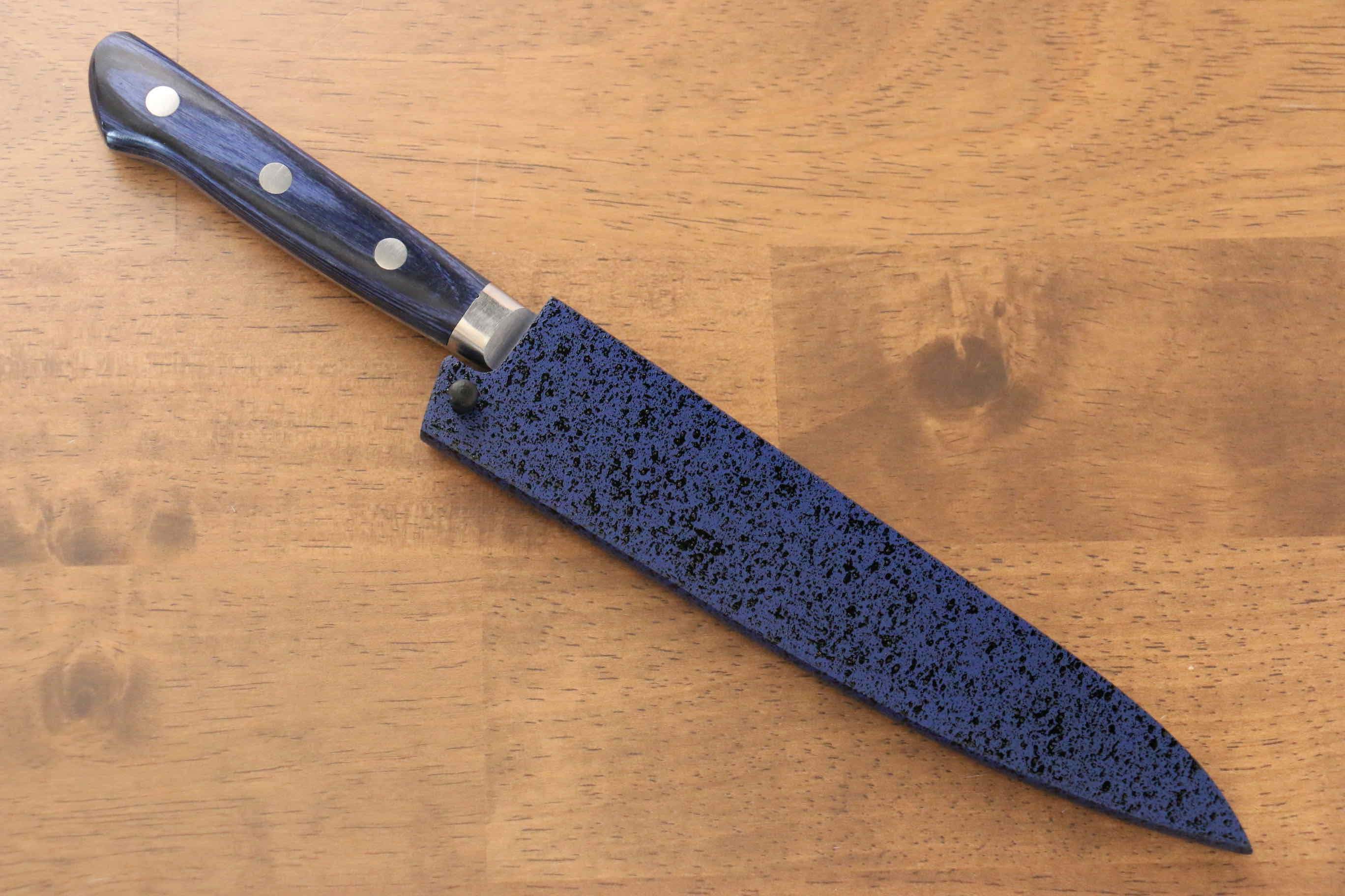 Seisuke Seiten Molybdenum Petty-Utility 150mm Blue Pakka wood Handle with Sheath - Japanny - Best Japanese Knife