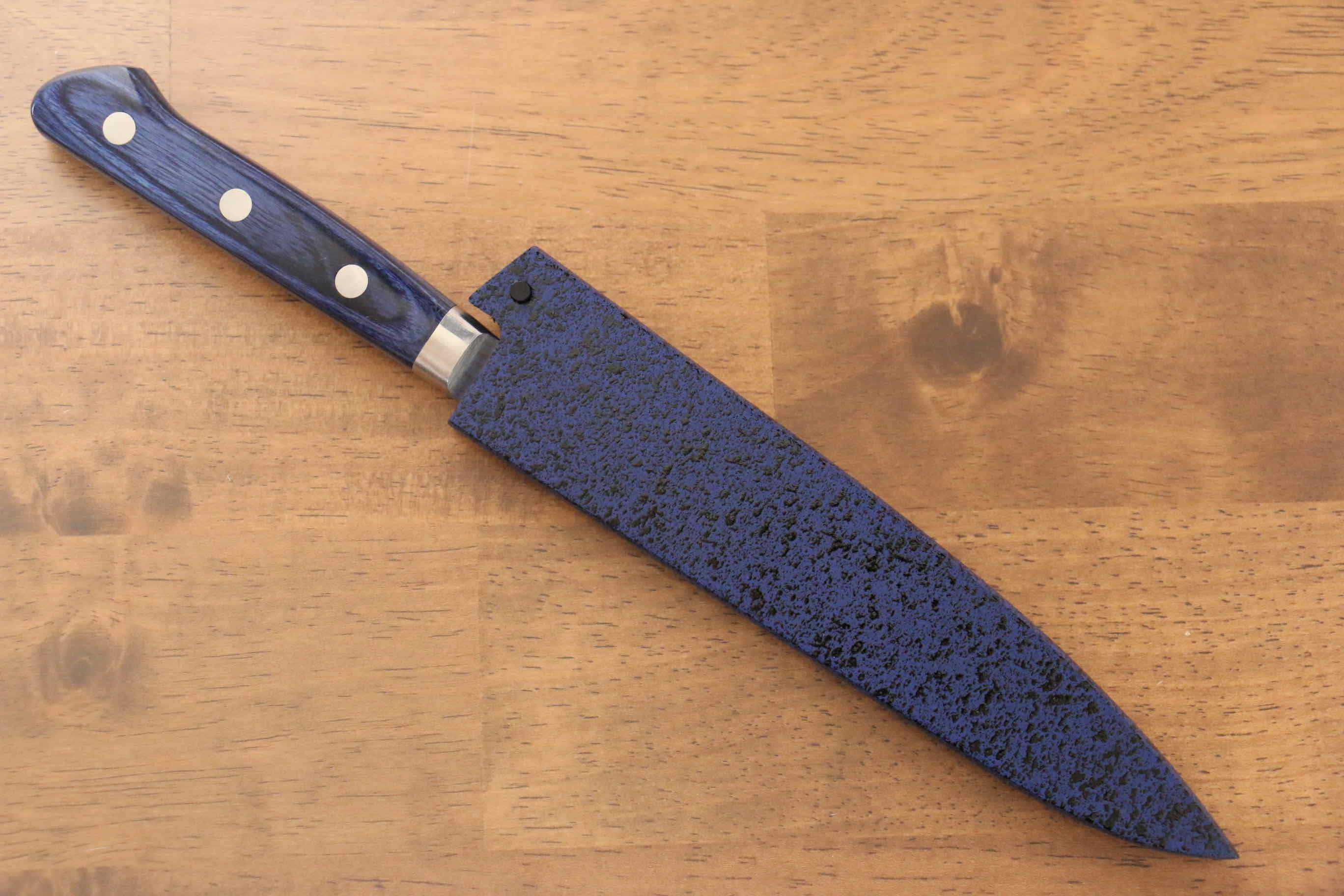 Seisuke Seiten Molybdenum Petty-Utility 150mm Blue Pakka wood Handle with Sheath - Japanny - Best Japanese Knife