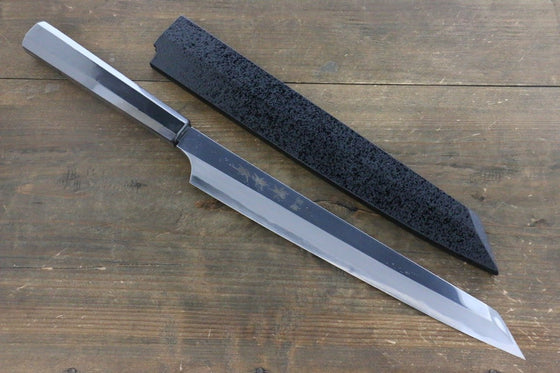 Sakai Takayuki Hien Blue Steel No.2 Mirrored Finish Kengata Yanagiba 270mm Ebony Wood Handle with Sheath - Japanny - Best Japanese Knife