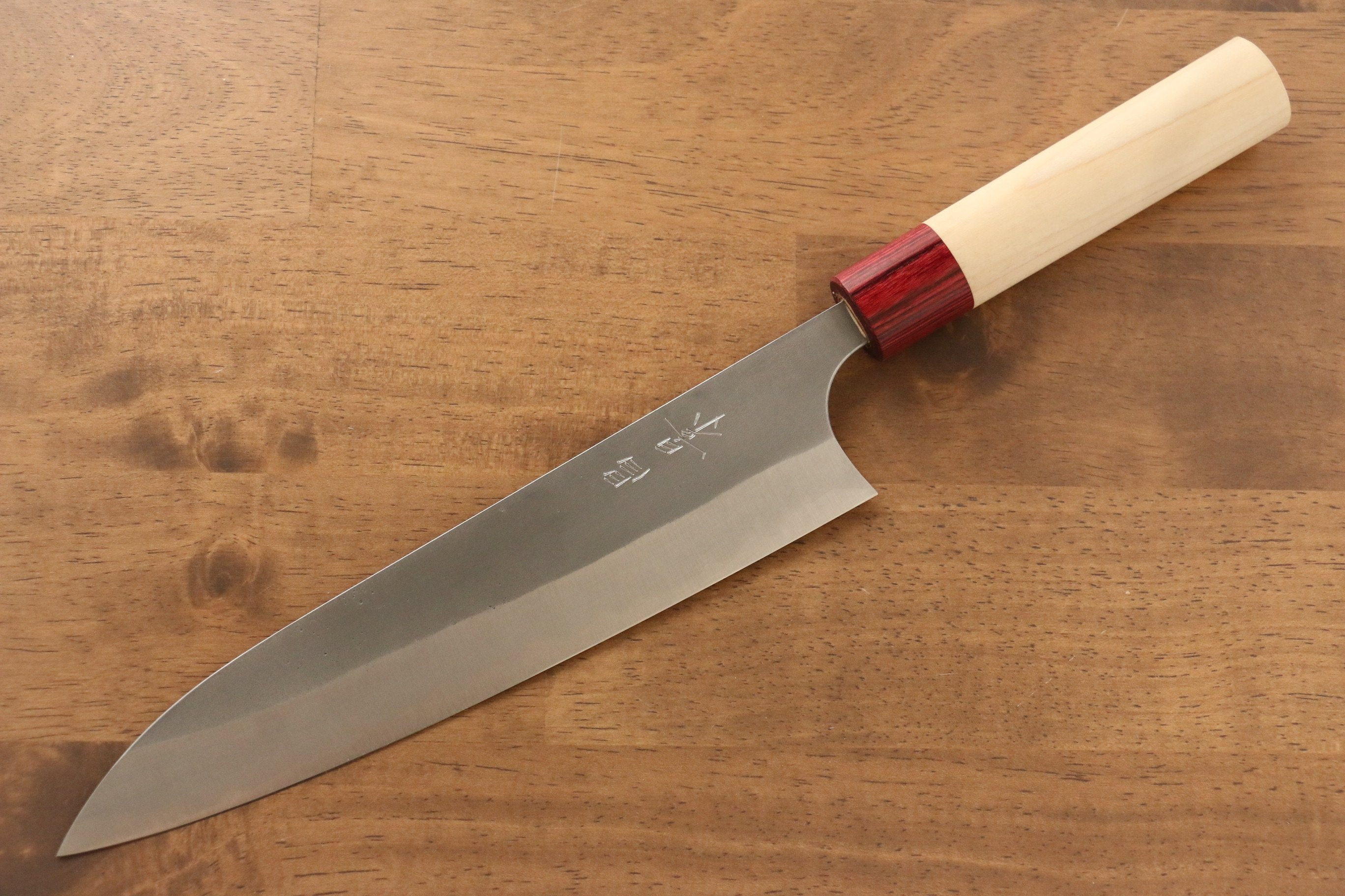 Masakage Yuki White Steel No.2 Nashiji Gyuto 210mm Magnolia Handle - Japanny - Best Japanese Knife