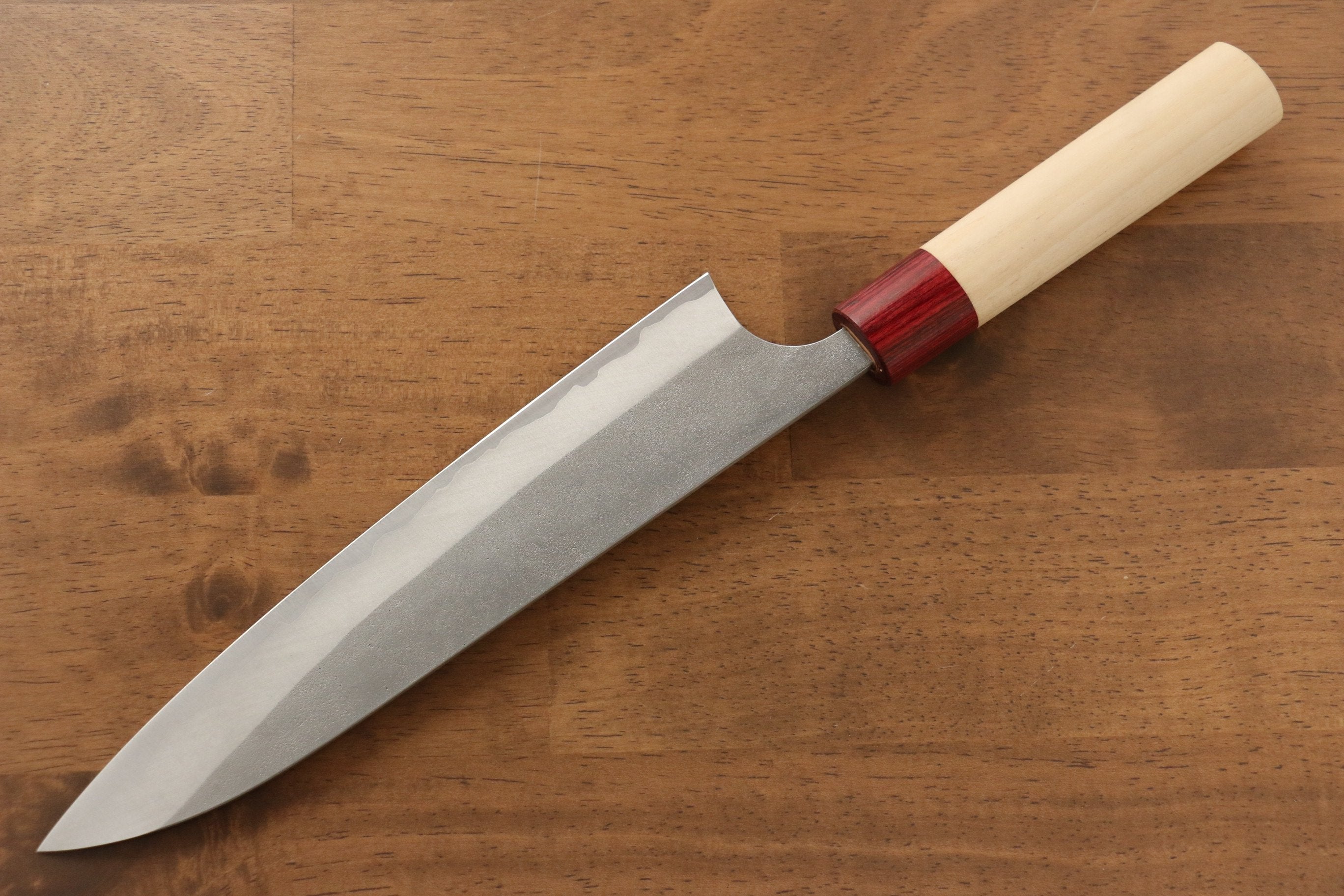 Masakage Yuki White Steel No.2 Nashiji Gyuto 210mm Magnolia Handle - Japanny - Best Japanese Knife