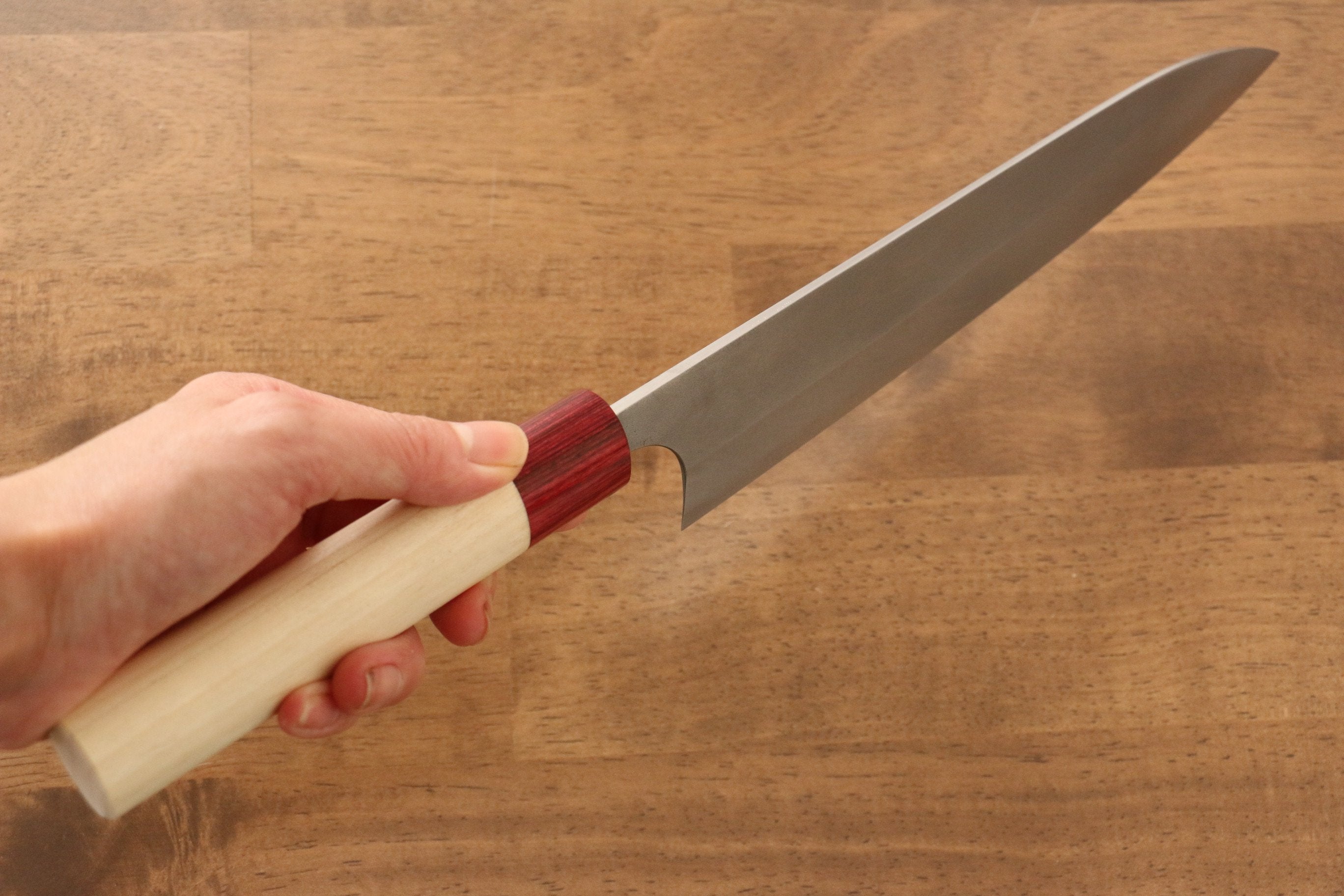 Masakage Yuki White Steel No.2 Nashiji Gyuto 210mm Magnolia Handle - Japanny - Best Japanese Knife