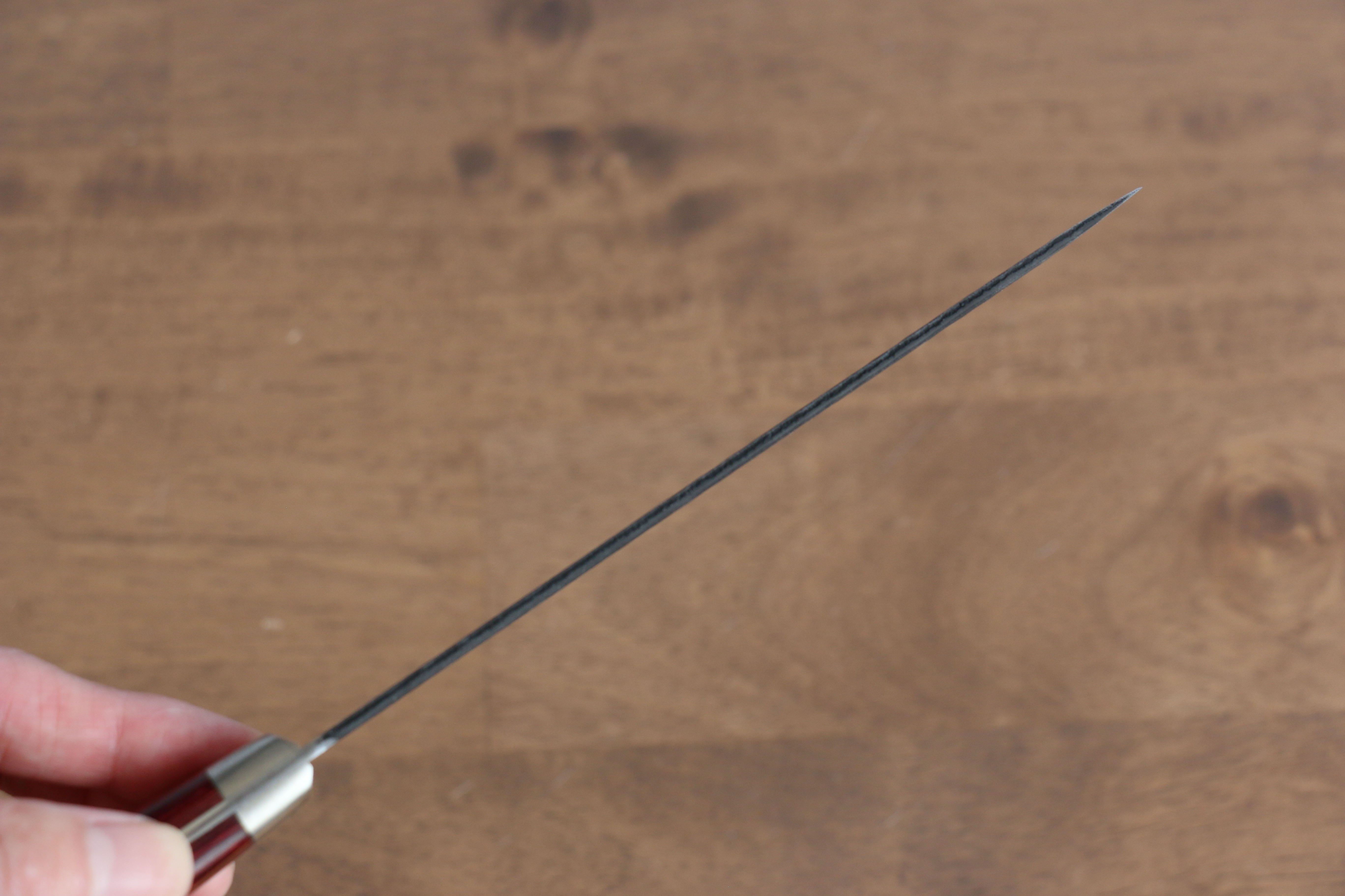 Seisuke Blue Super Hammered Kurouchi Petty-Utility 135mm Red Pakka wood Handle - Japanny - Best Japanese Knife