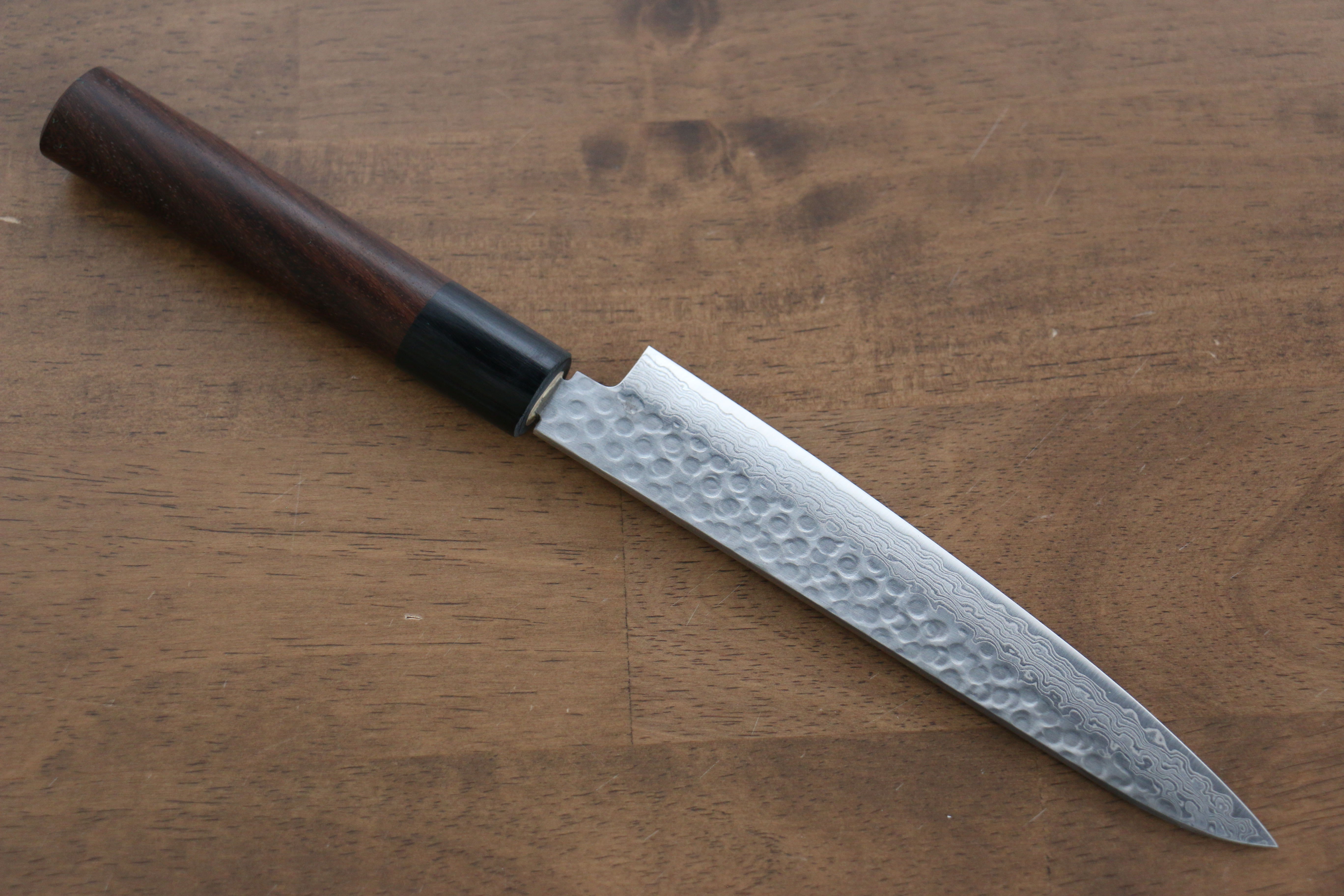 Seisuke Sumi VG10 16 Layer Hammered Damascus Petty-Utility 150mm Shitan Handle - Japanny - Best Japanese Knife
