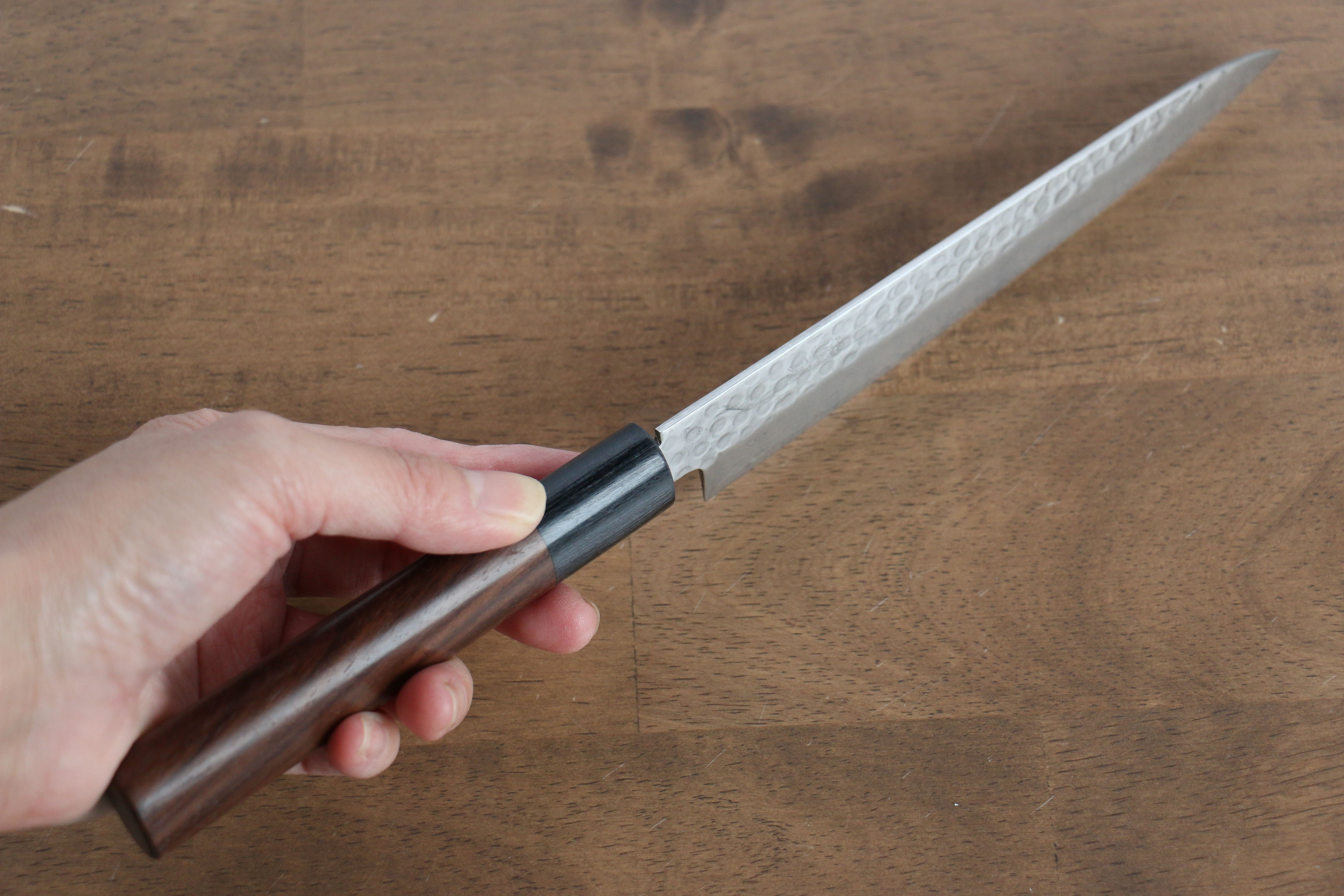 Seisuke Sumi VG10 16 Layer Hammered Damascus Petty-Utility 150mm Shitan Handle - Japanny - Best Japanese Knife