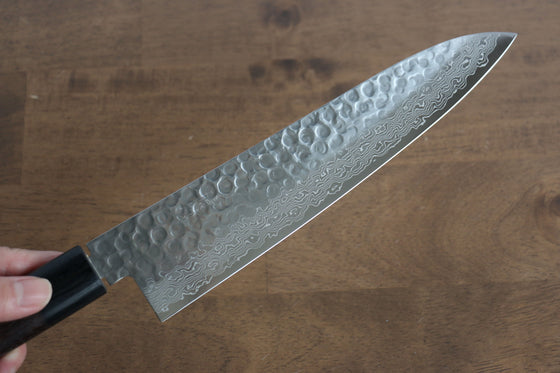 Seisuke VG10 16 Layer Hammered Damascus Gyuto 210mm Shitan Handle - Japanny - Best Japanese Knife