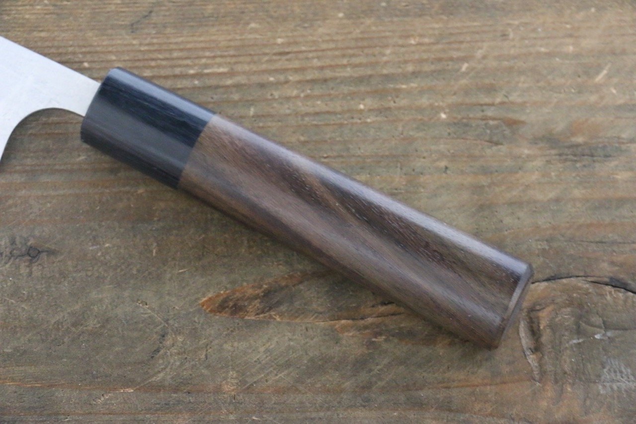 Shungo Ogata White Steel No.2 Damascus Petty-Utility 135mm Shitan Handle - Japanny - Best Japanese Knife