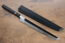  Sakai Takayuki Water Quenching Honyaki White Steel No.2 Mirrored Finish Sakimaru Yanagiba 300mm Ebony with Ring Handle with Sheath - Japanny - Best Japanese Knife