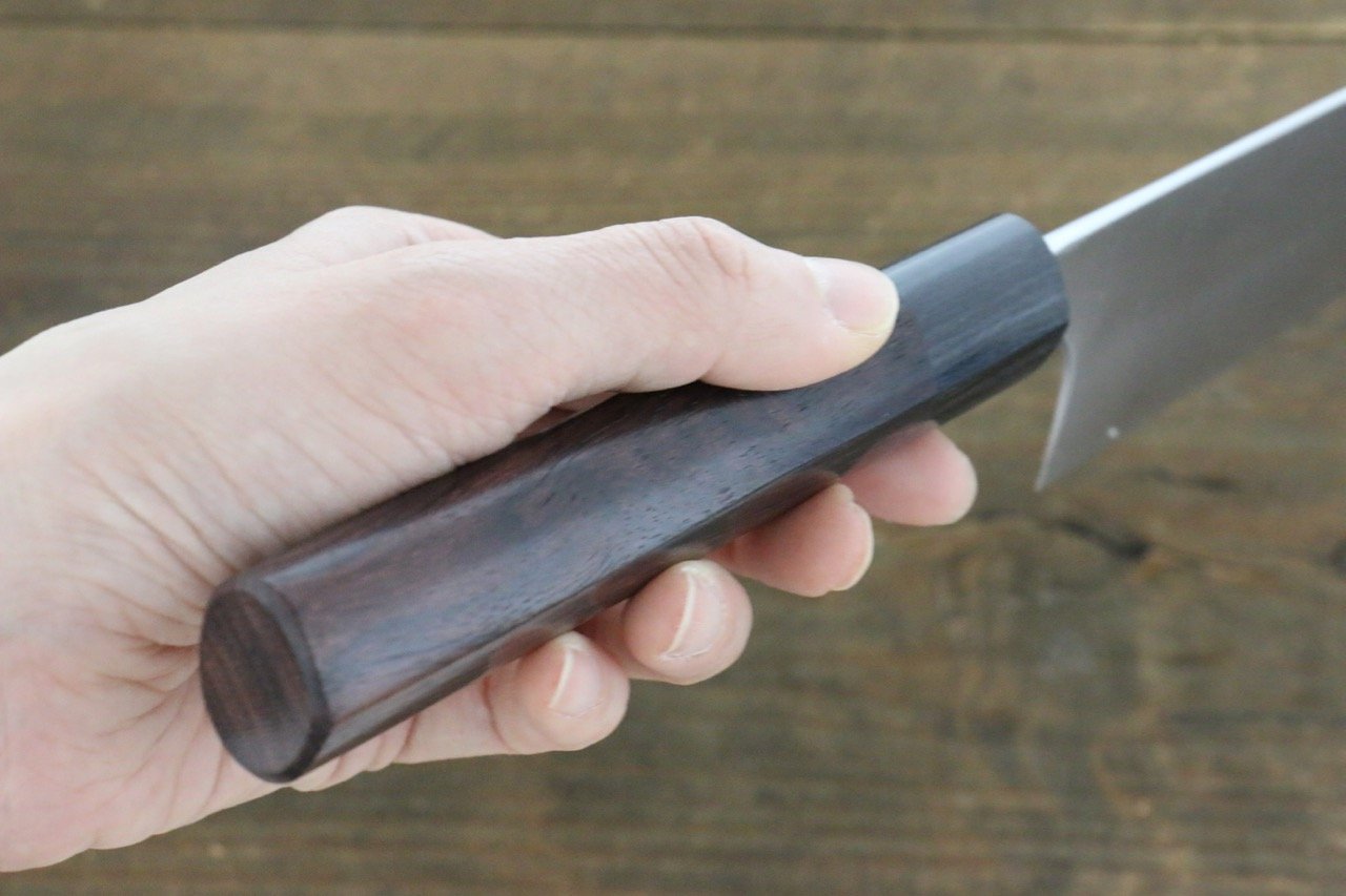 Shungo Ogata White Steel No.2 Damascus Bunka 165mm Shitan Handle - Japanny - Best Japanese Knife