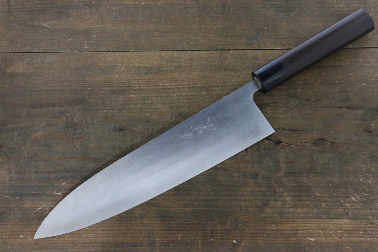 Shungo Ogata White Steel No.2 Damascus Gyuto 240mm Shitan Handle - Japanny - Best Japanese Knife