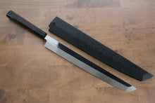  Sakai Takayuki Water Quenching Honyaki White Steel No.2 Mirrored Finish Sakimaru Yanagiba 300mm Ebony with Double Water Buffalo Ring Handle with Sheath - Japanny - Best Japanese Knife