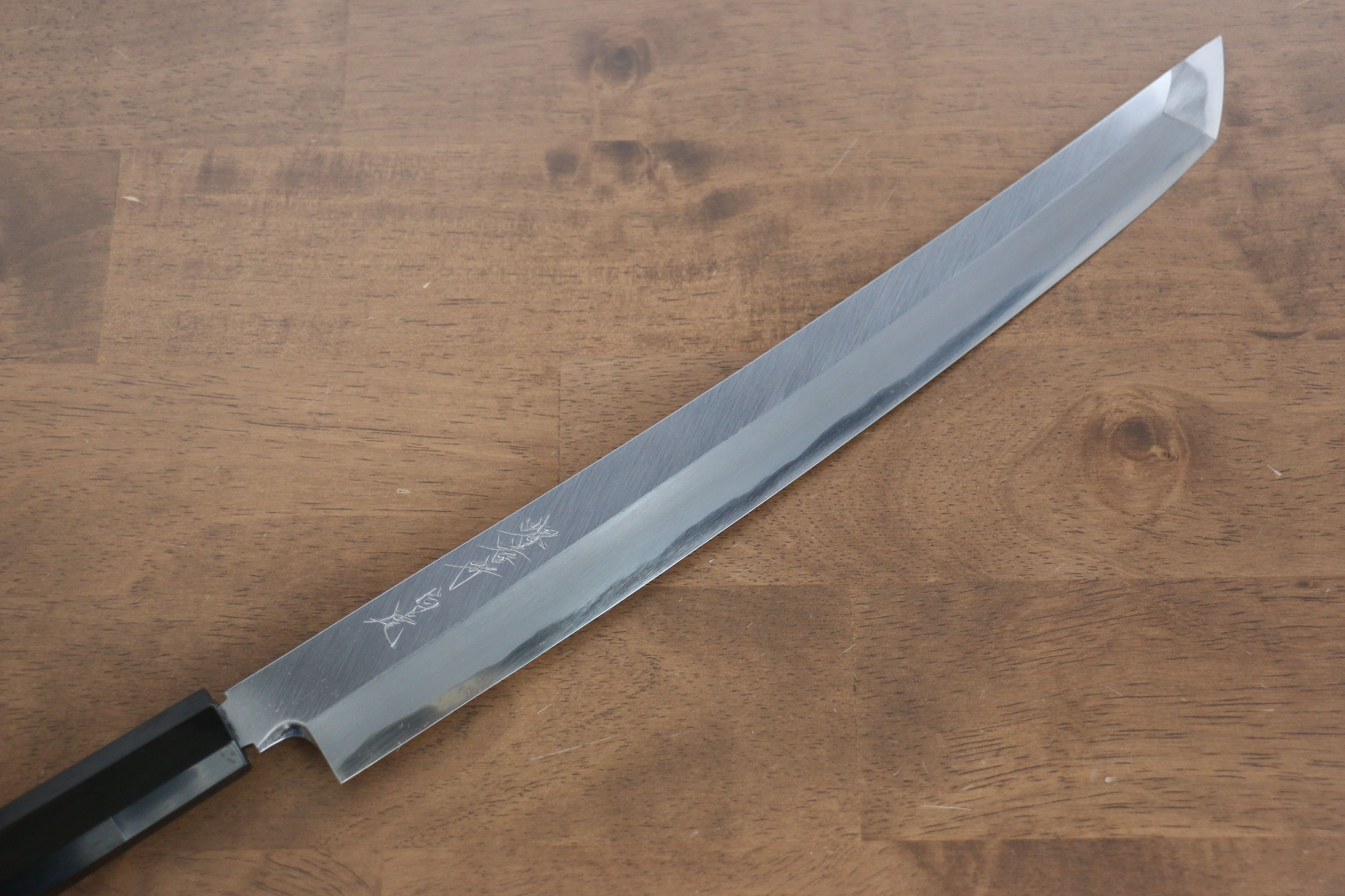 Sakai Takayuki Zangetsu White Steel No.1 Sakimaru Yanagiba 330mm Ebony Wood Handle with Sheath - Japanny - Best Japanese Knife