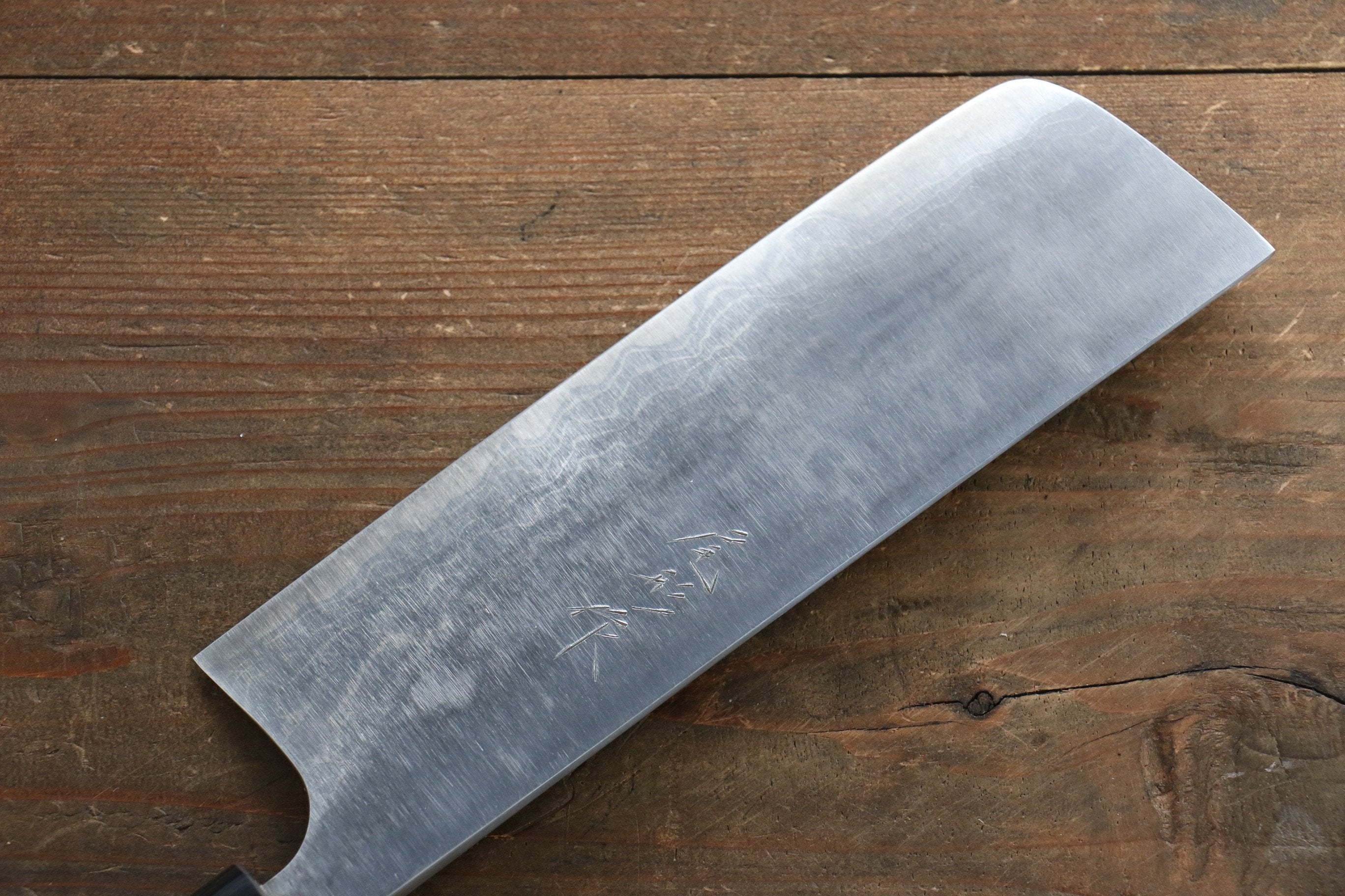 Shungo Ogata White Steel No.2 Damascus Nakiri 165mm Shitan Handle - Japanny - Best Japanese Knife