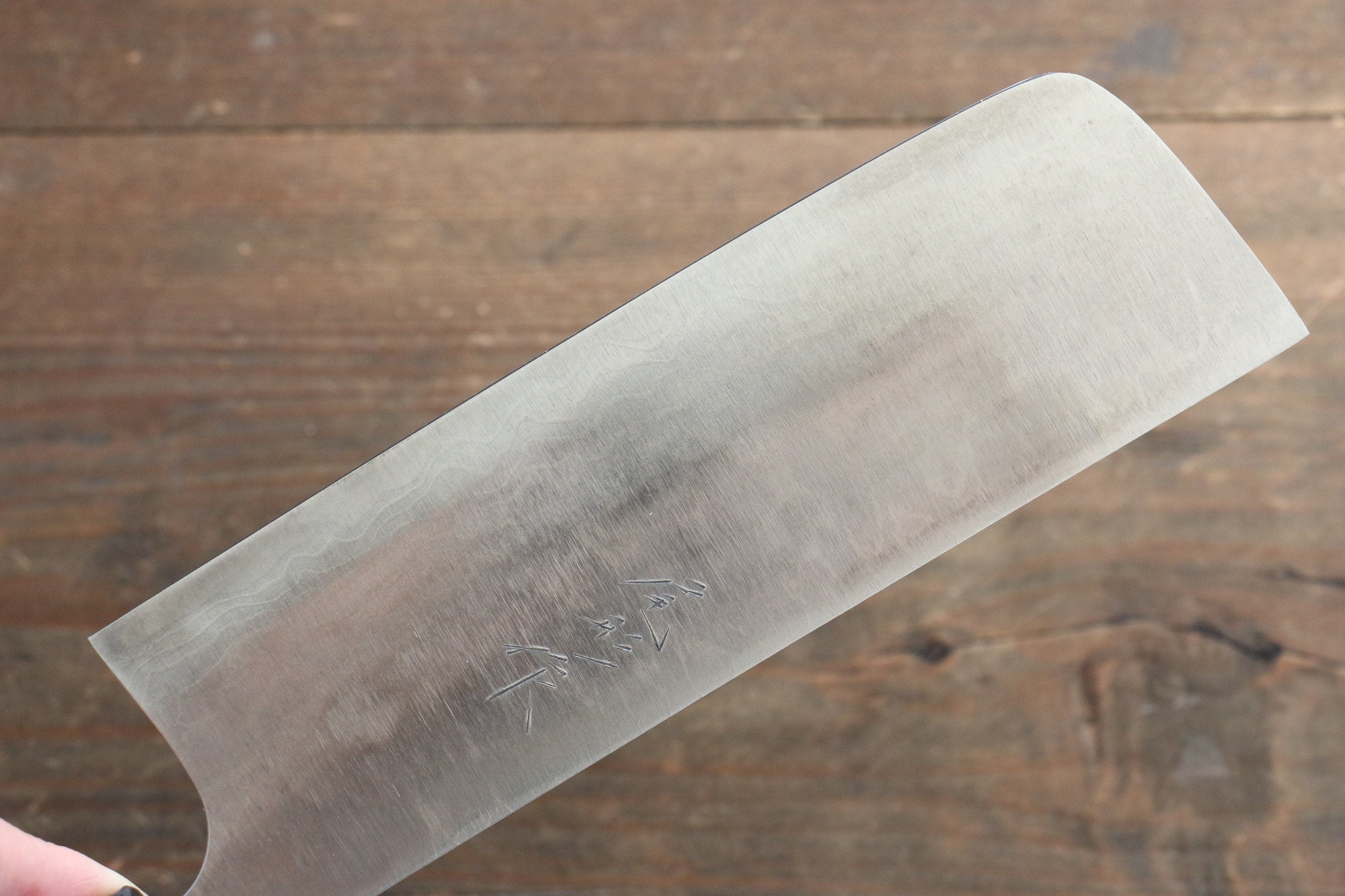 Shungo Ogata White Steel No.2 Damascus Nakiri 165mm Shitan Handle - Japanny - Best Japanese Knife