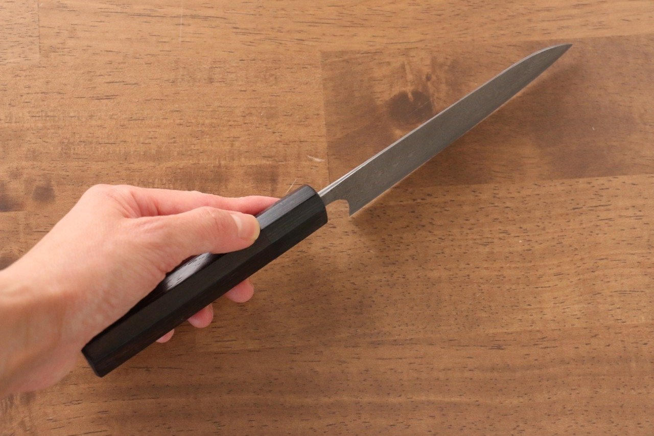 Masakage Masakage Kumo VG10 Damascus Petty-Utility 130mm with Shitan Handle - Japanny - Best Japanese Knife