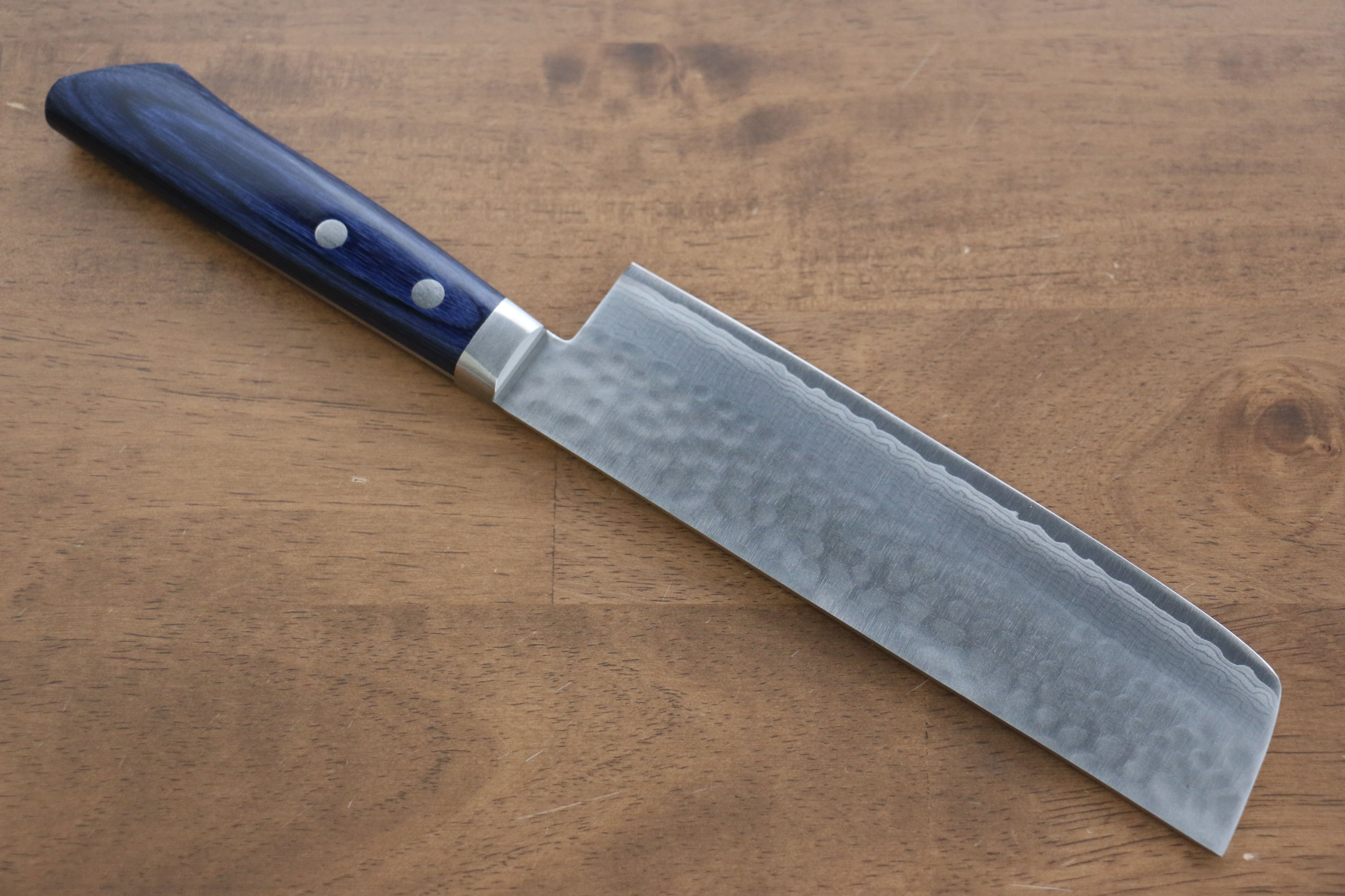Kunihira Kokuryu VG10 Hammered Usuba 165mm Blue Pakka wood Handle - Japanny - Best Japanese Knife