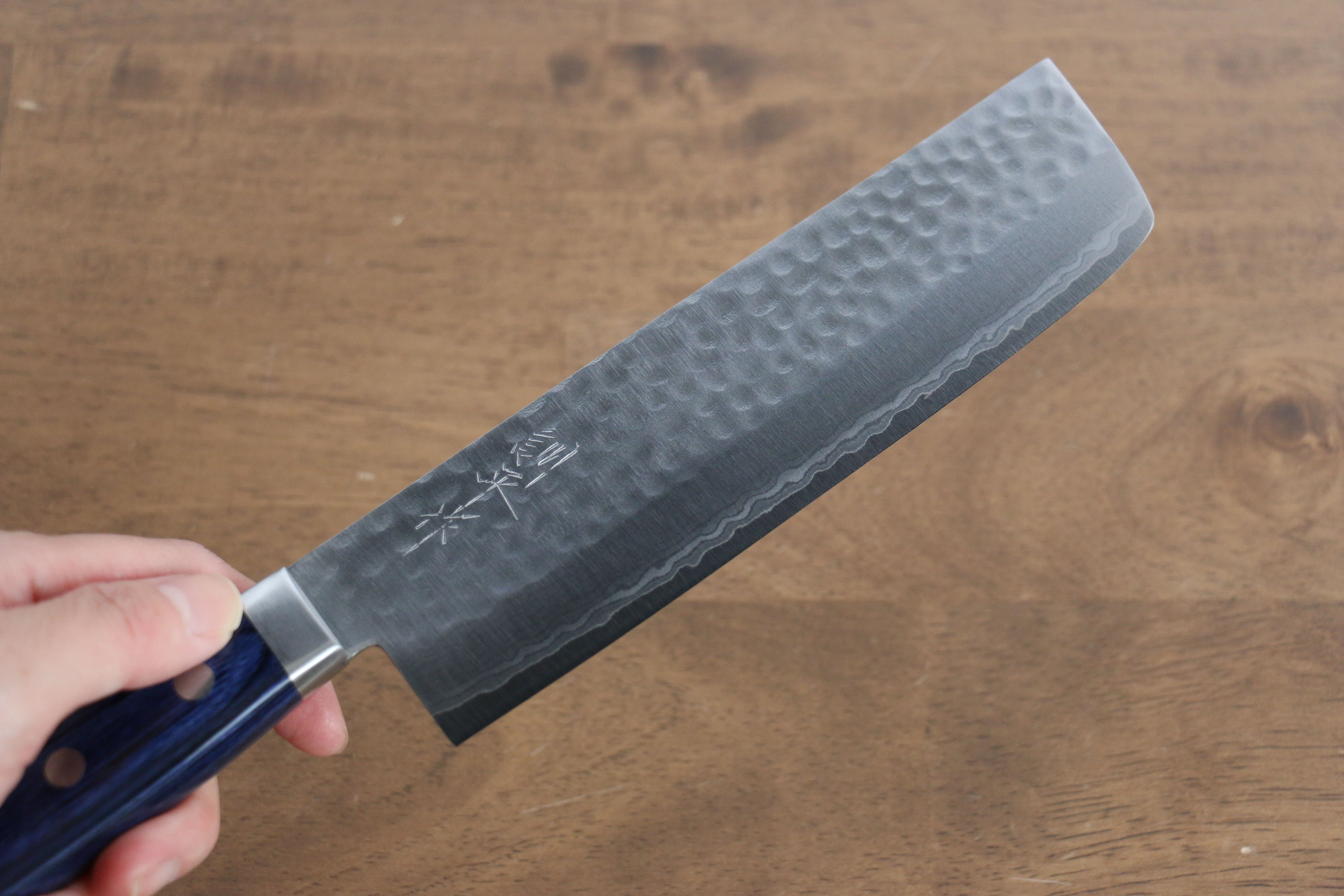 Kunihira Kokuryu VG10 Hammered Usuba 165mm Blue Pakka wood Handle - Japanny - Best Japanese Knife