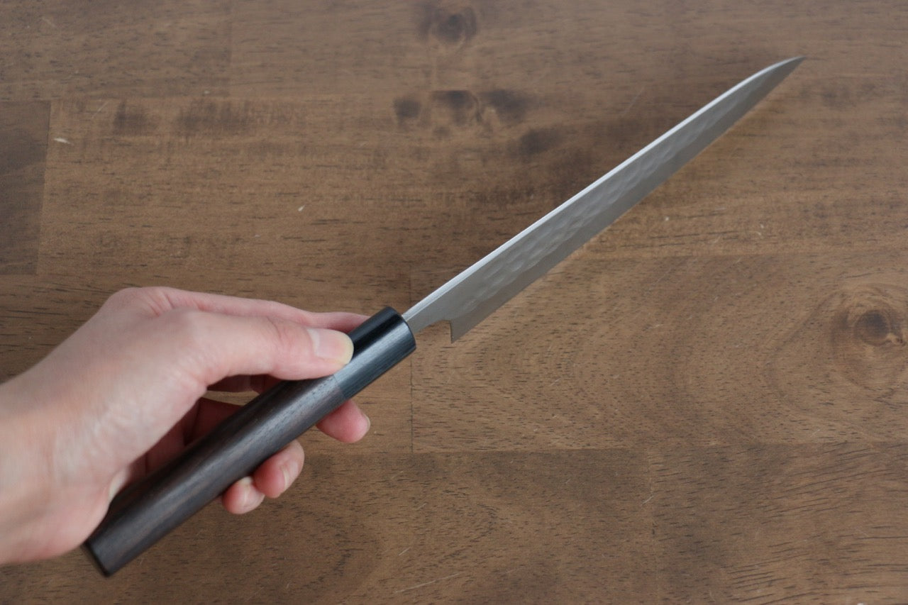 Nao Yamamoto SRS13 Damascus Hammered(Maru) Petty-Utility 160mm Shitan Handle - Japanny - Best Japanese Knife