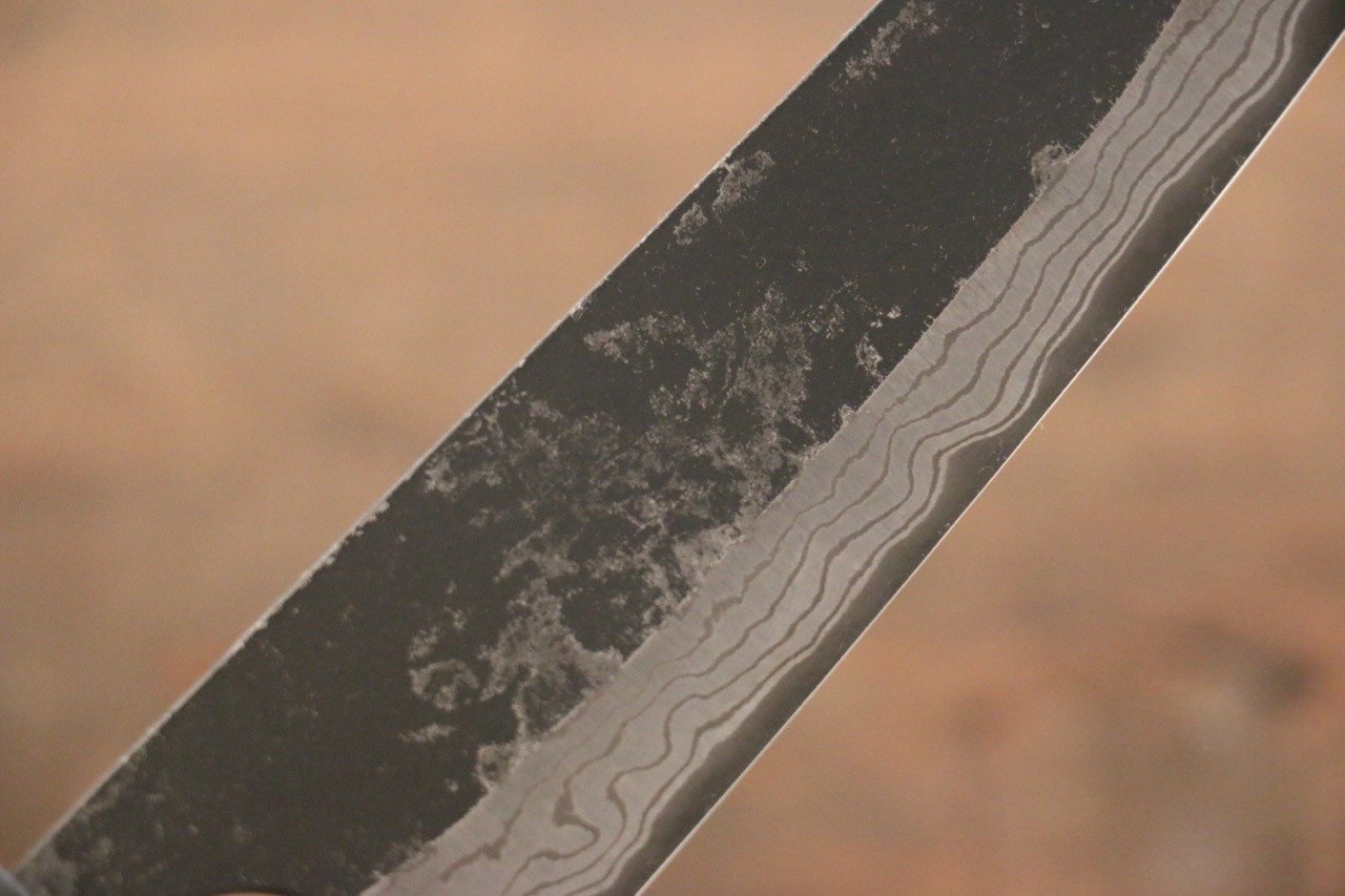 Shungo Ogata White Steel No.2 Kurouchi Damascus Petty-Utility 150mm Shitan Handle - Japanny - Best Japanese Knife