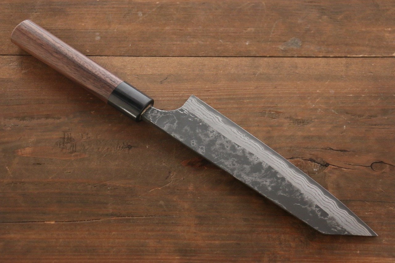Shungo Ogata White Steel No.2 Kurouchi Damascus Bunka 180mm Shitan Handle - Japanny - Best Japanese Knife