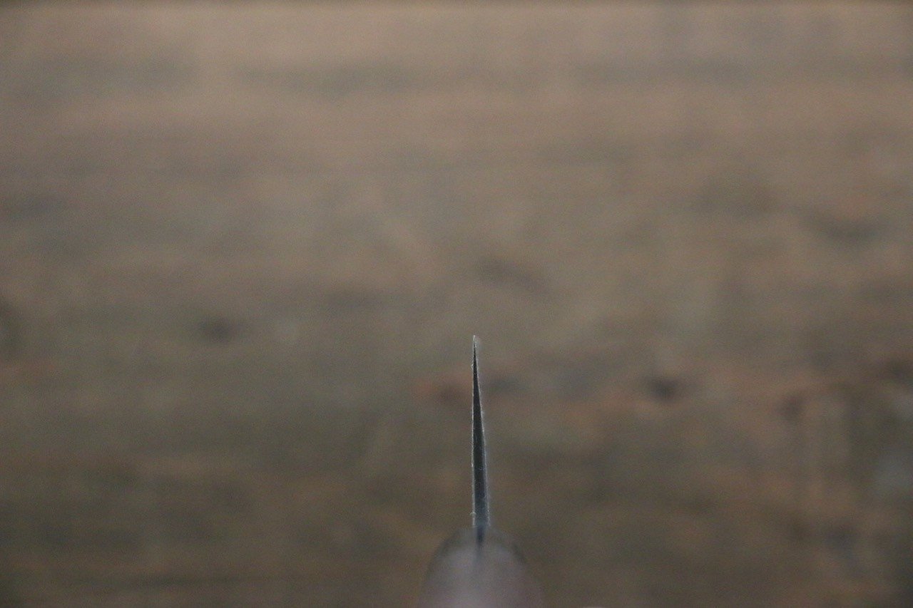 Shungo Ogata White Steel No.2 Kurouchi Damascus Bunka 180mm Shitan Handle - Japanny - Best Japanese Knife