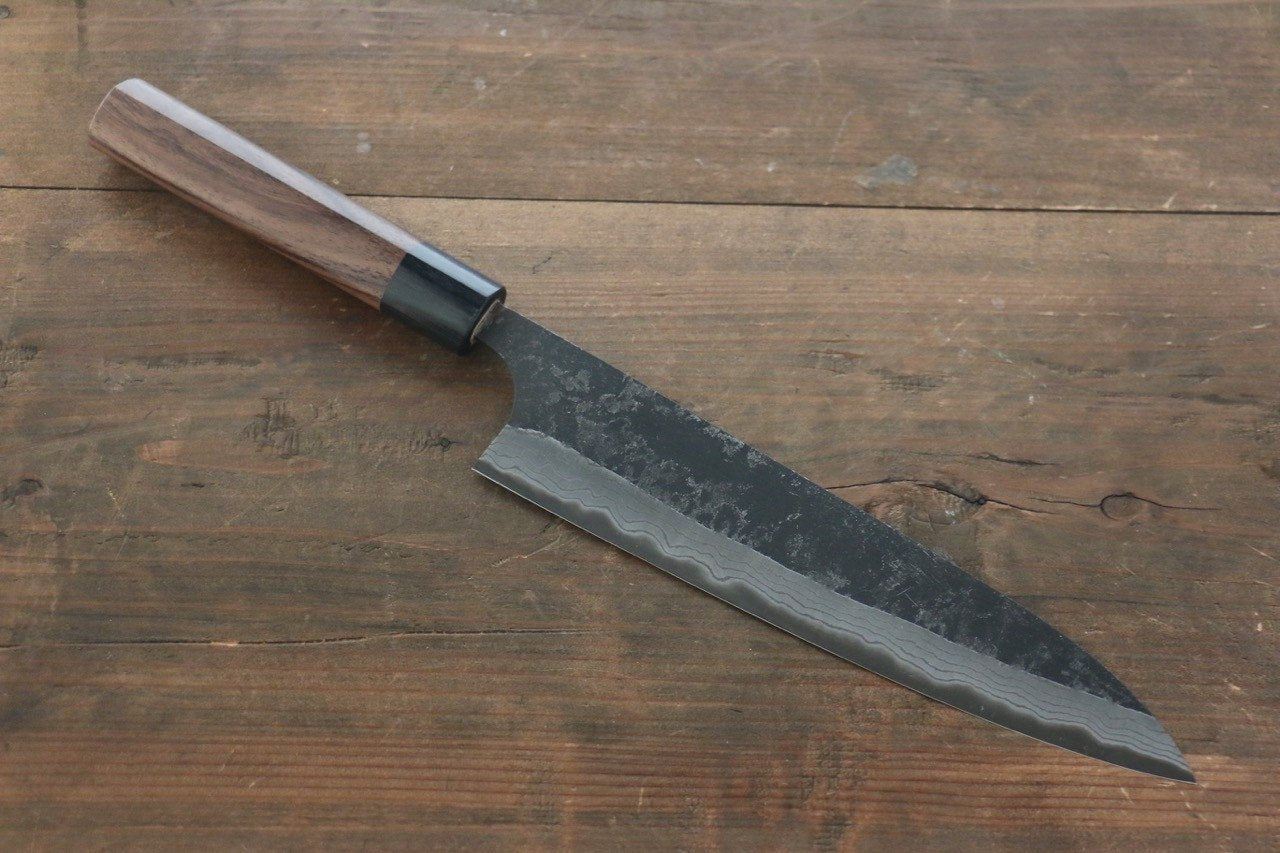 Shungo Ogata White Steel No.2 Kurouchi Damascus Gyuto 210mm Shitan Handle - Japanny - Best Japanese Knife