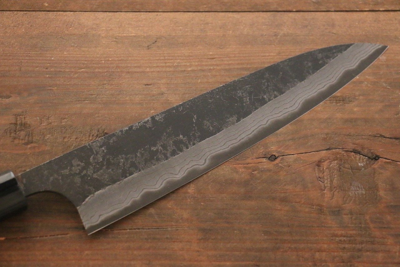 Shungo Ogata White Steel No.2 Kurouchi Damascus Gyuto 210mm Shitan Handle - Japanny - Best Japanese Knife