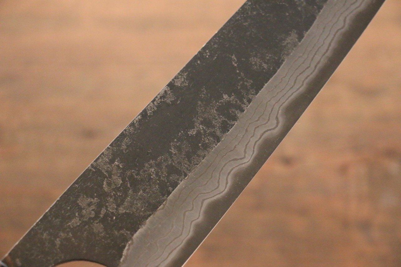 Shungo Ogata White Steel No.2 Kurouchi Damascus Gyuto 210mm Shitan Handle - Japanny - Best Japanese Knife