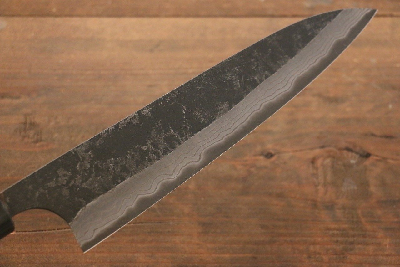 Shungo Ogata White Steel No.2 Kurouchi Damascus Gyuto 210mm Shitan Handle - Japanny - Best Japanese Knife