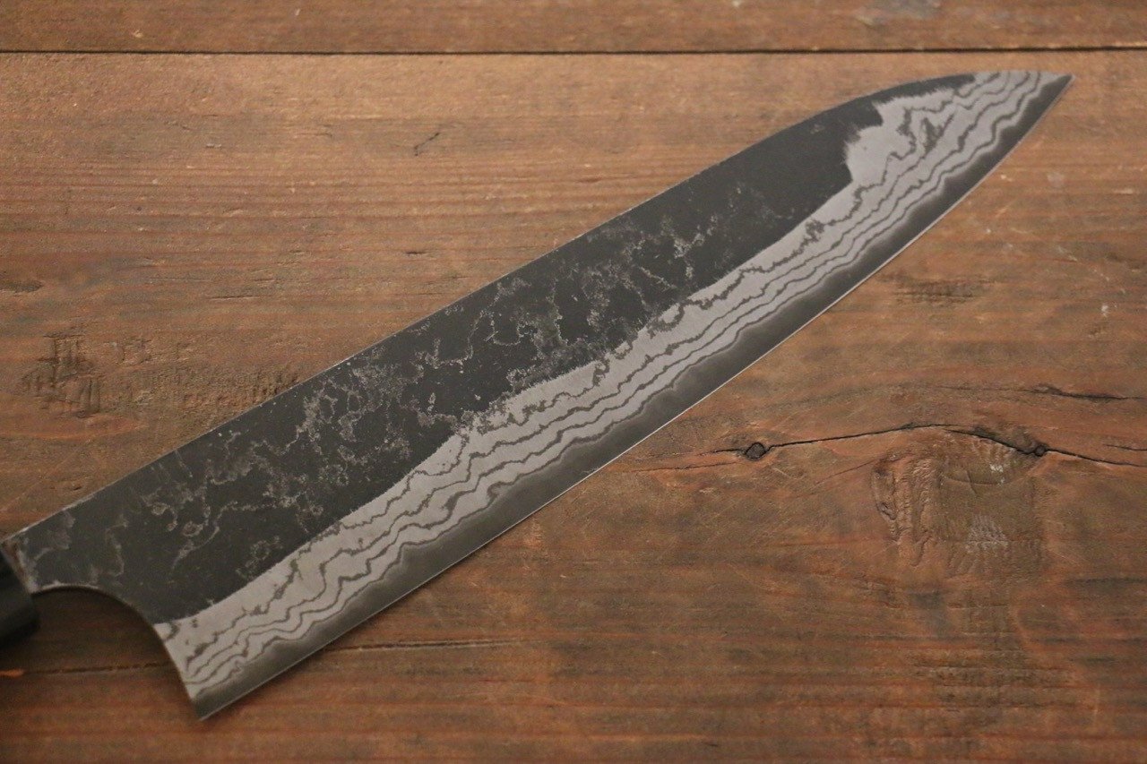 Shungo Ogata White Steel No.2 Kurouchi Damascus Gyuto 240mm Shitan Handle - Japanny - Best Japanese Knife