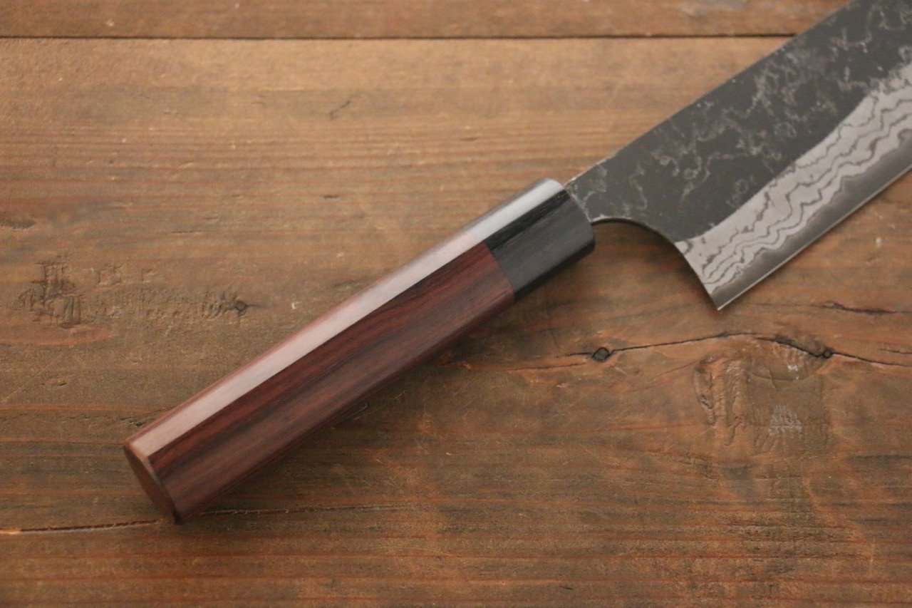 Shungo Ogata White Steel No.2 Kurouchi Damascus Gyuto 240mm Shitan Handle - Japanny - Best Japanese Knife