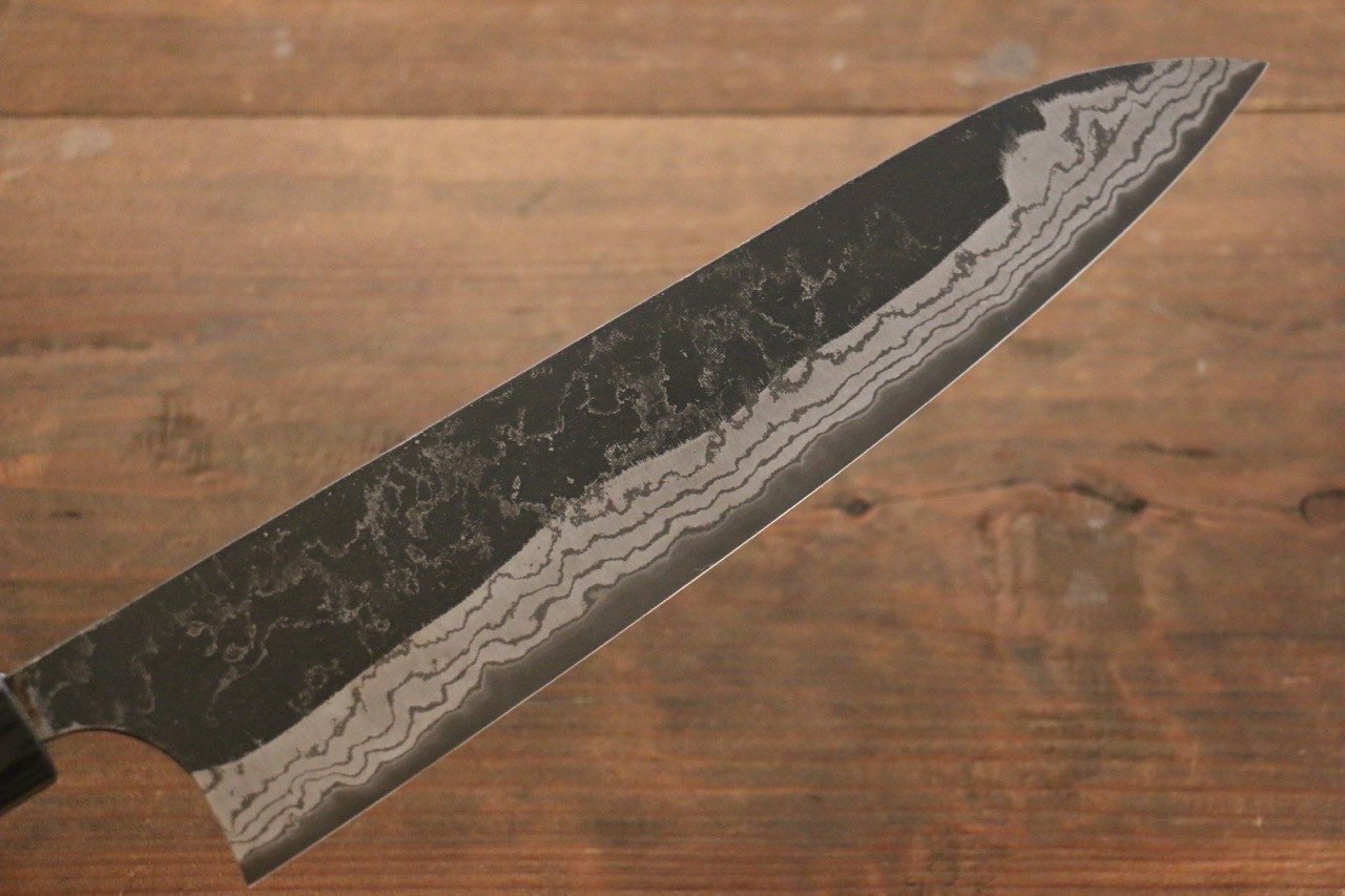 Shungo Ogata White Steel No.2 Kurouchi Damascus Gyuto 240mm Shitan Handle - Japanny - Best Japanese Knife