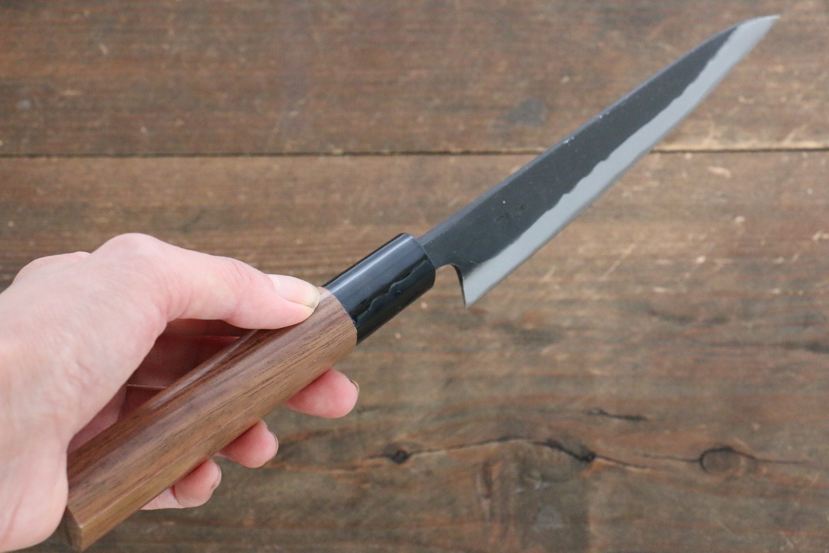 Nao Yamamoto Blue Steel Kurouchi Petty-Utility 135mm Walnut Handle - Japanny - Best Japanese Knife
