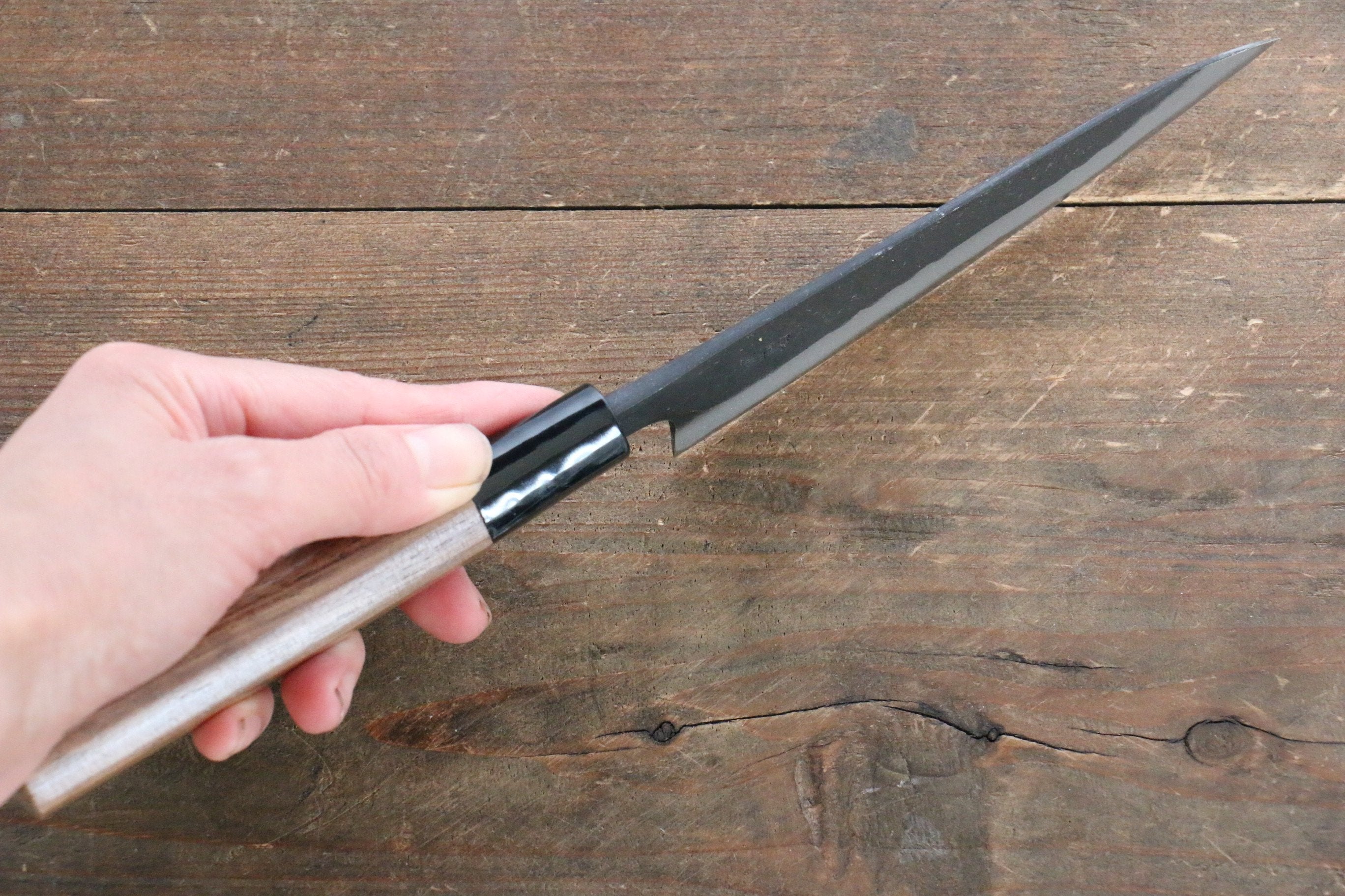 Nao Yamamoto Blue Steel Kurouchi Petty-Utility 135mm Walnut Handle - Japanny - Best Japanese Knife