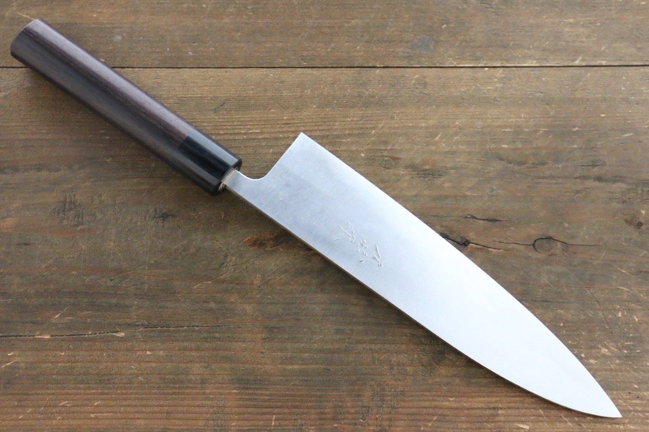 Shungo Ogata White Steel No.2 Damascus Gyuto 210mm Shitan Handle - Japanny - Best Japanese Knife