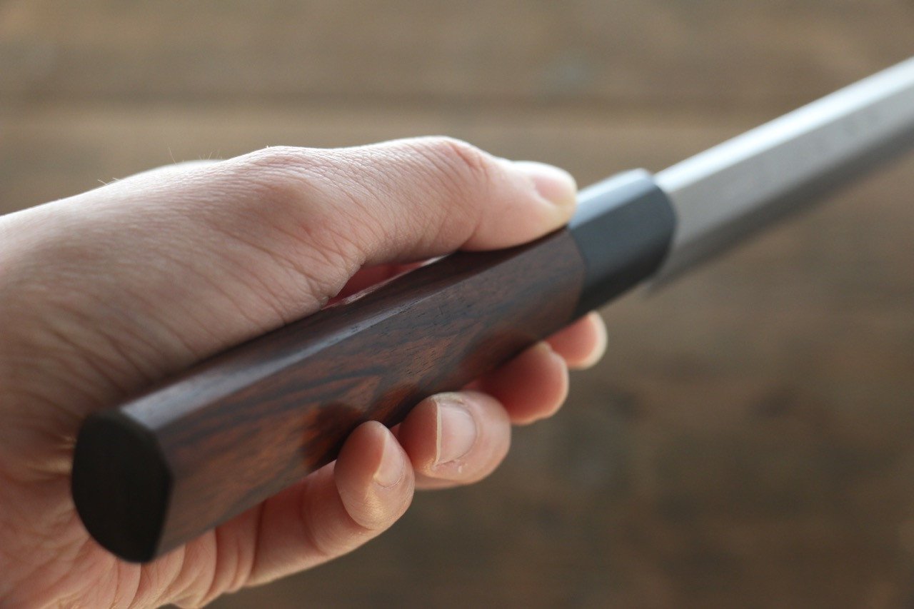 Hideo Kitaoka Blue Steel No.2 Damascus Yanagiba 210mm Shitan Handle - Japanny - Best Japanese Knife