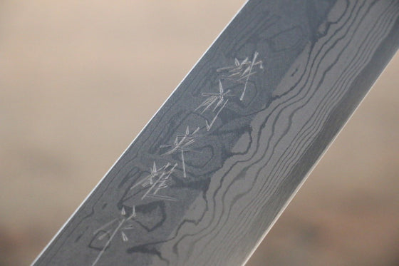 Hideo Kitaoka White Steel No.2 Damascus Kiritsuke Yanagiba 210mm Shitan Handle - Japanny - Best Japanese Knife