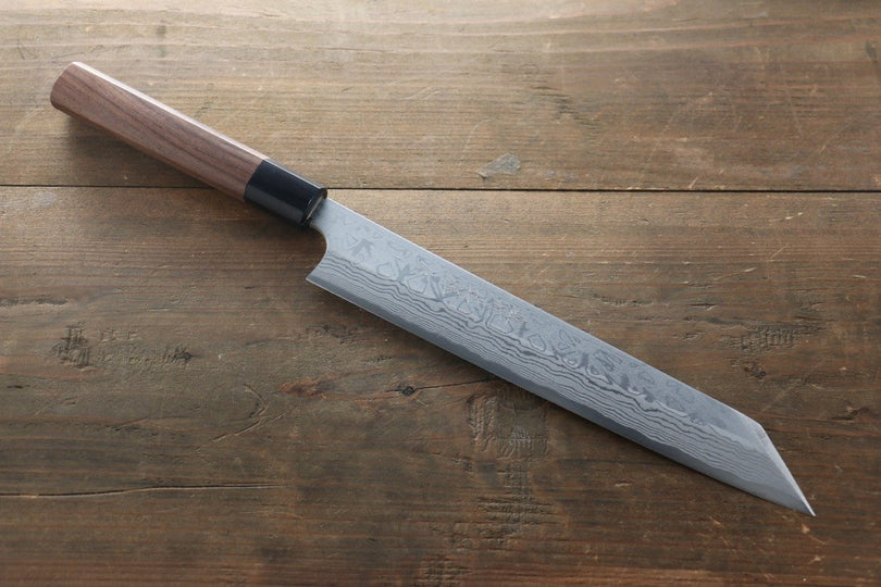 Hideo Kitaoka White Steel No.2 Damascus Kiritsuke Yanagiba 240mm Shitan Handle - Japanny - Best Japanese Knife