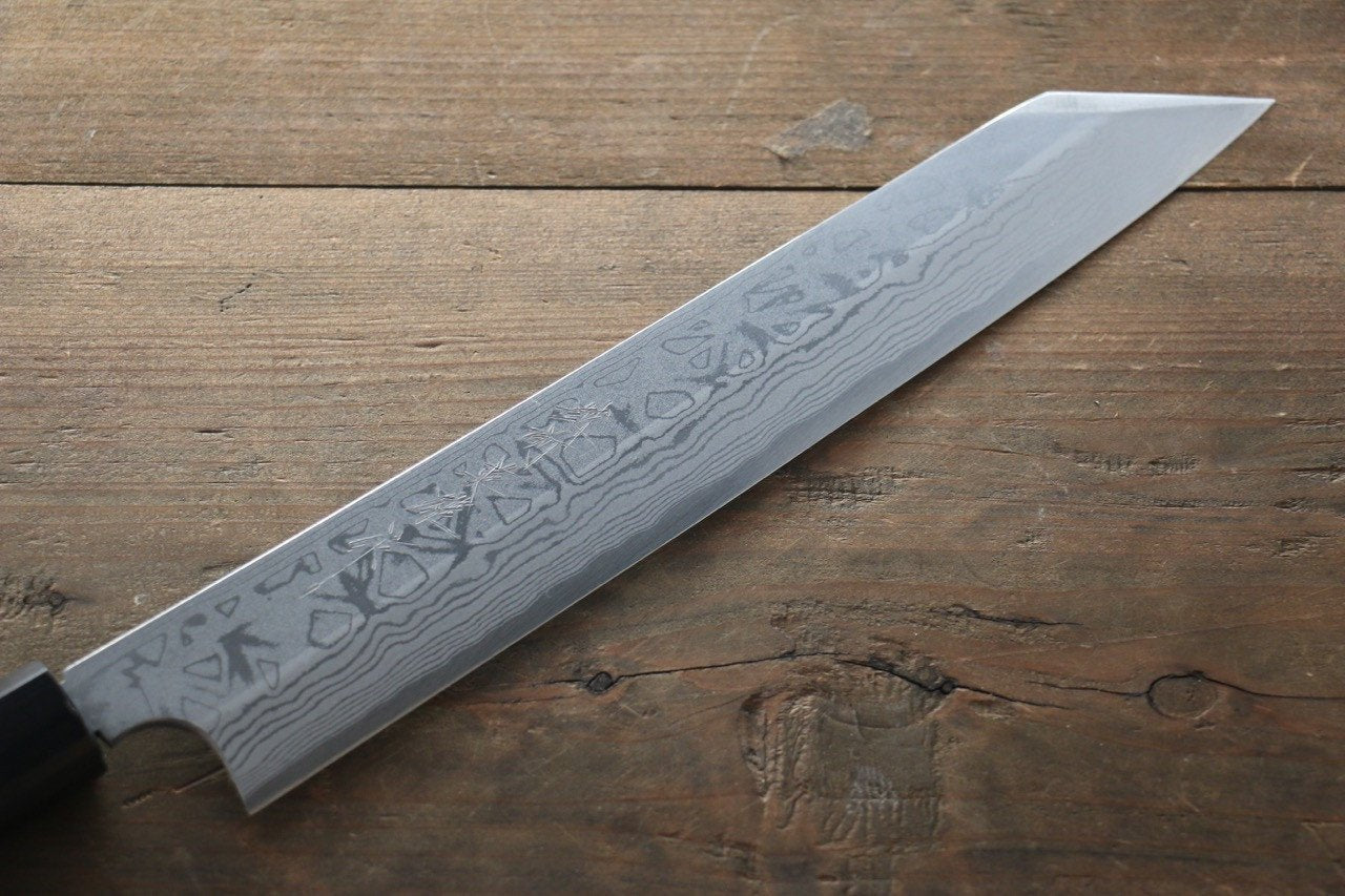 Hideo Kitaoka White Steel No.2 Damascus Kiritsuke Yanagiba 240mm Shitan Handle - Japanny - Best Japanese Knife