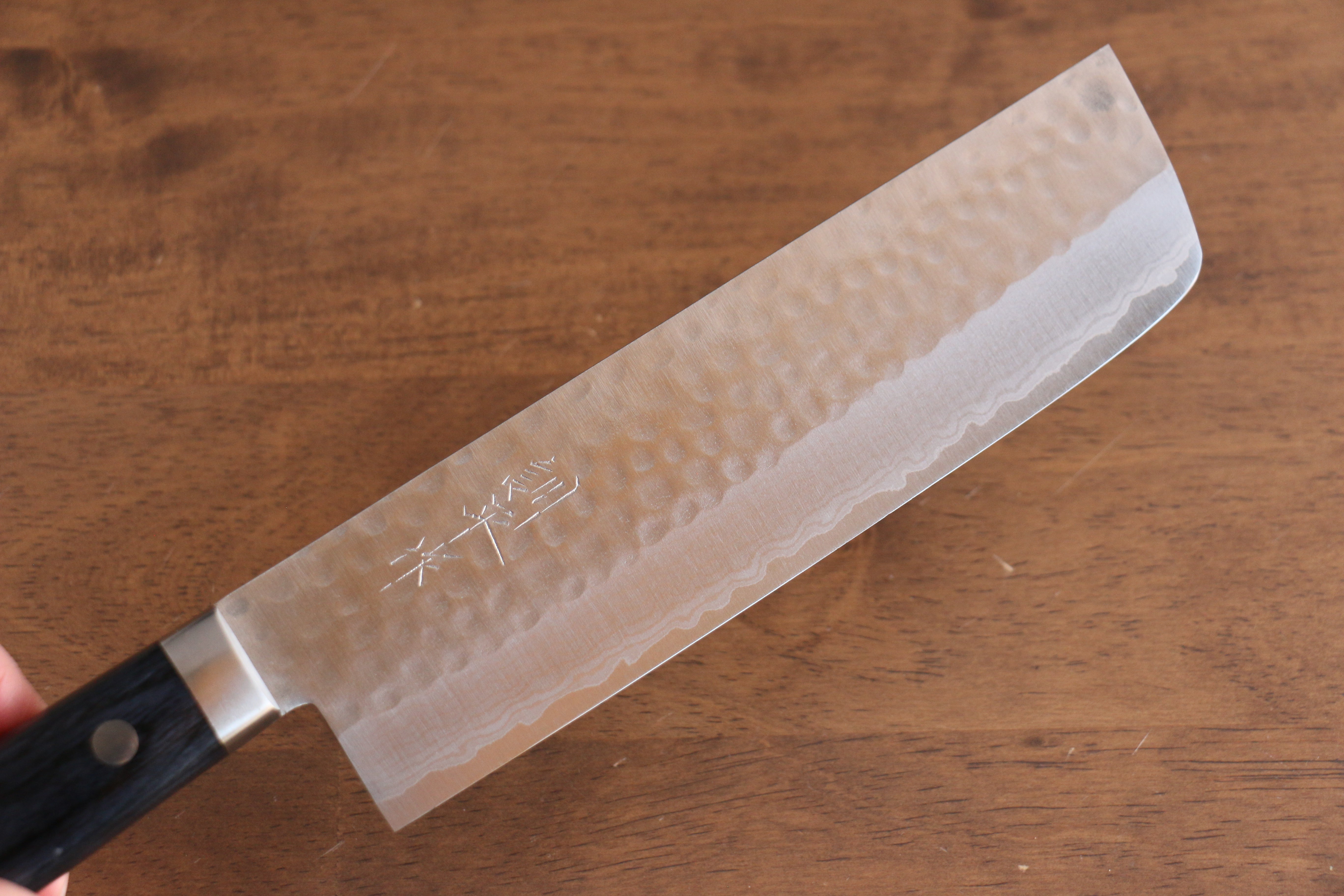 Kunihira Kokuryu VG10 Hammered Damascus Usuba 165mm Navy blue Pakka wood Handle - Japanny - Best Japanese Knife