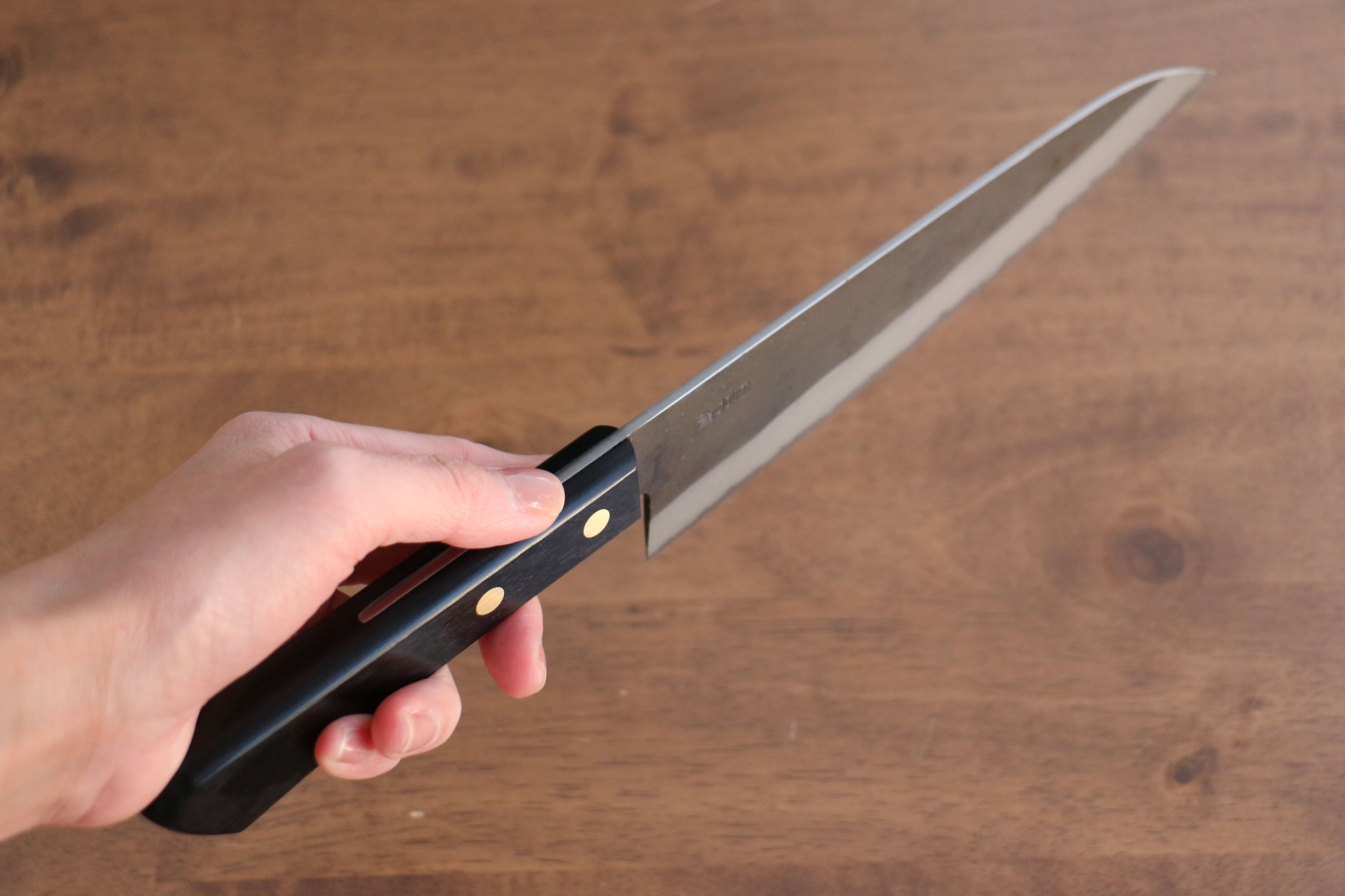 Nao Yamamoto White Steel No.2 Kurouchi Gyuto 180mm Black Pakka wood Handle - Japanny - Best Japanese Knife